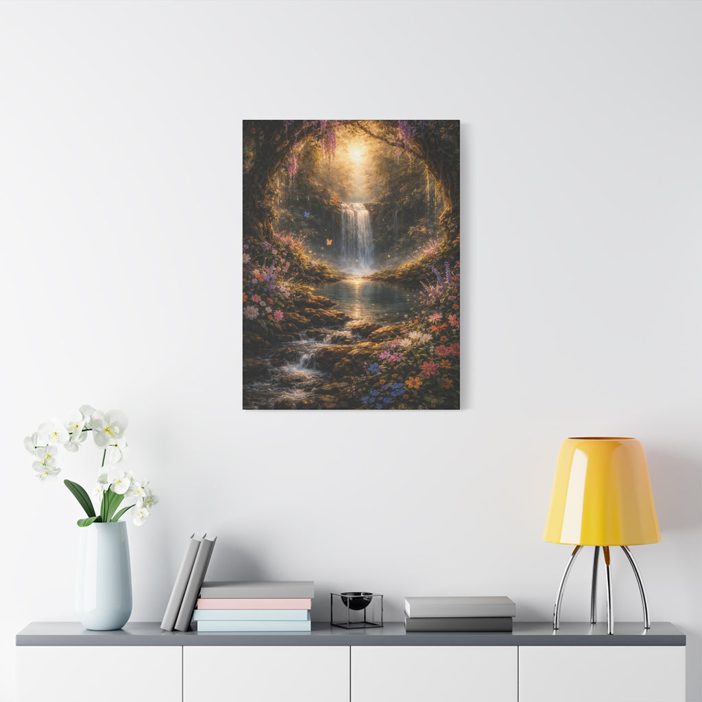 Enchanted Waterfall Canvas Print - Natural Fall - Serene Forest Landscape Wall Art