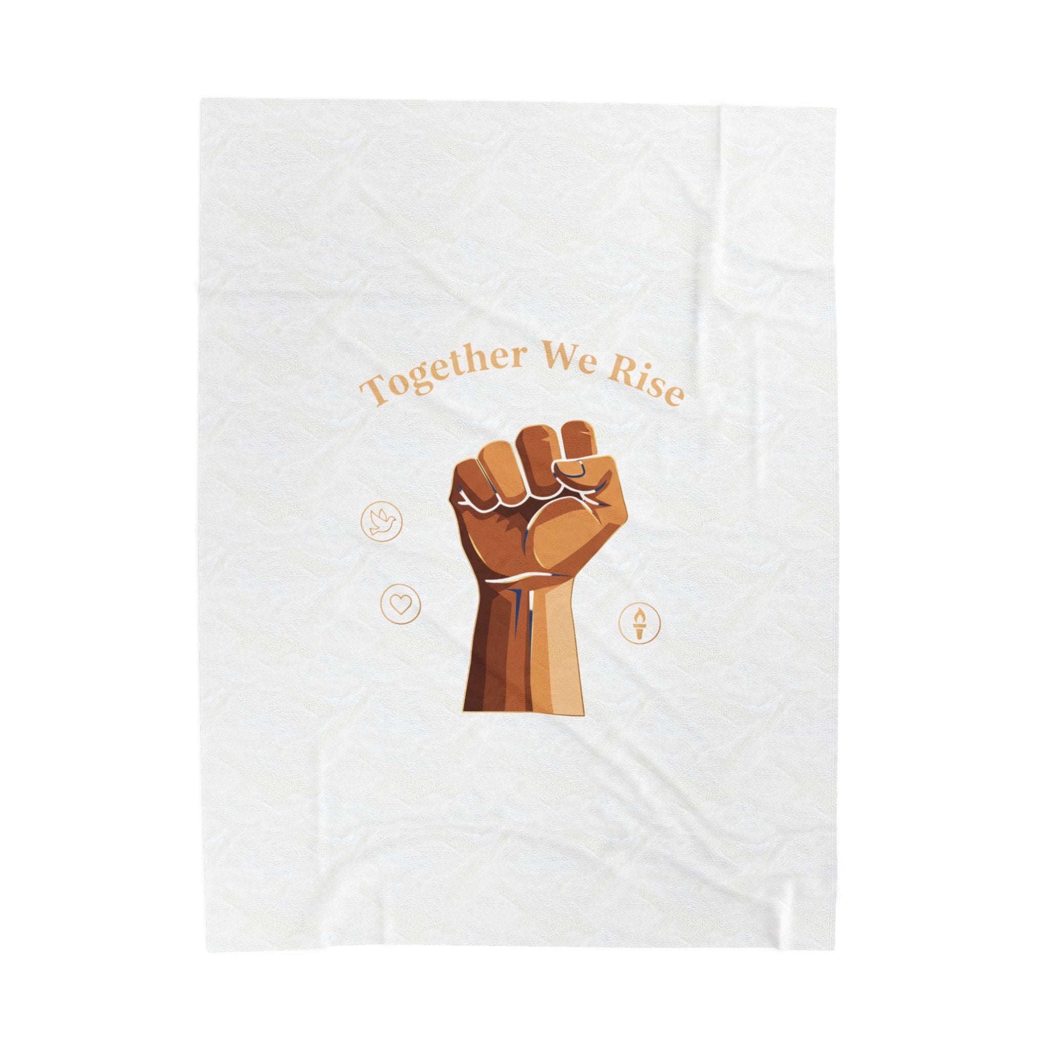 Together We Rise Fist - Velveteen Plush Blanket - MLK Day of Service Unity - Luxury Blanket