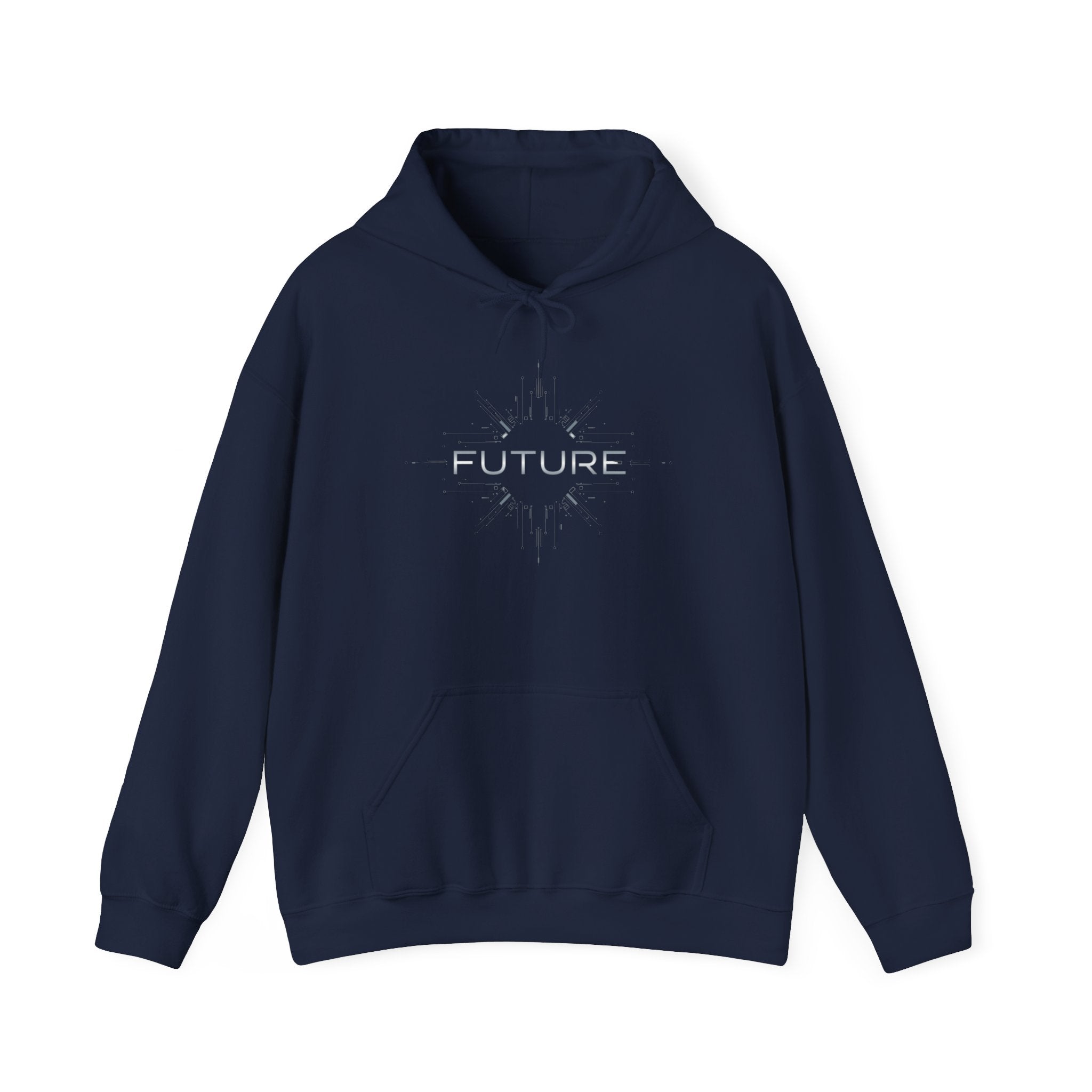 FUTURE minimalist Chrome logo Hoodie - Cyber Y2K Minimal - Sleek metallic