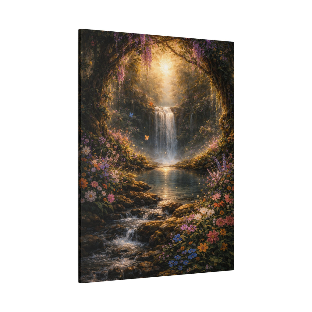 Enchanted Waterfall Canvas Print - Natural Fall - Serene Forest Landscape Wall Art