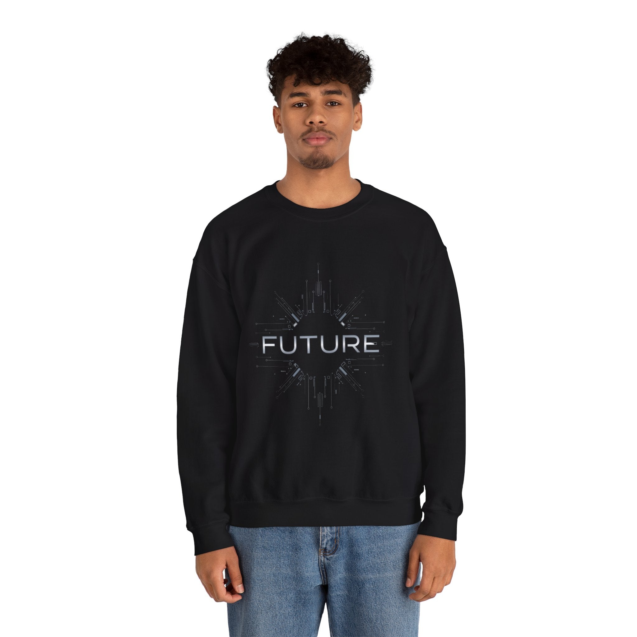 FUTURE cyber chrome Sweatshirt | Cyber Y2K Minimalism, sleek metallic