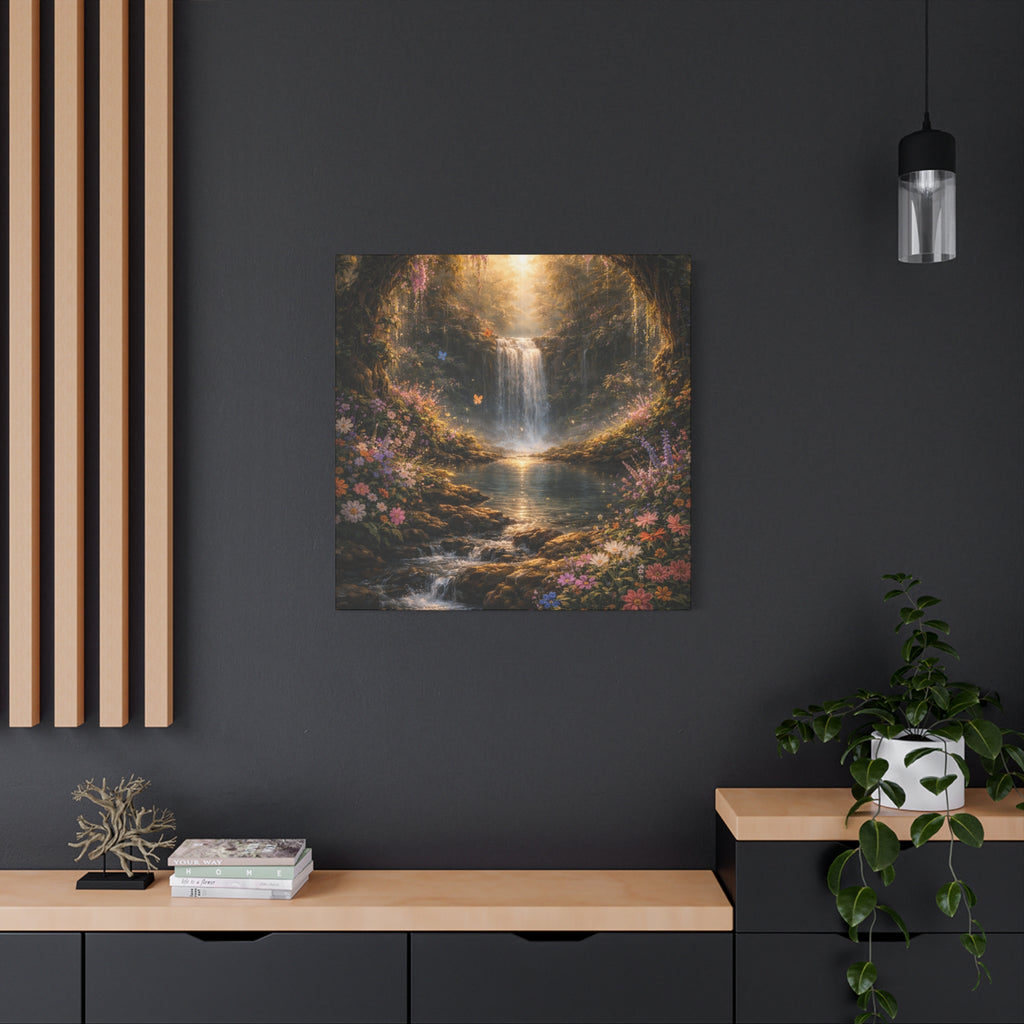 Enchanted Waterfall Canvas Print - Natural Fall - Serene Forest Landscape Wall Art