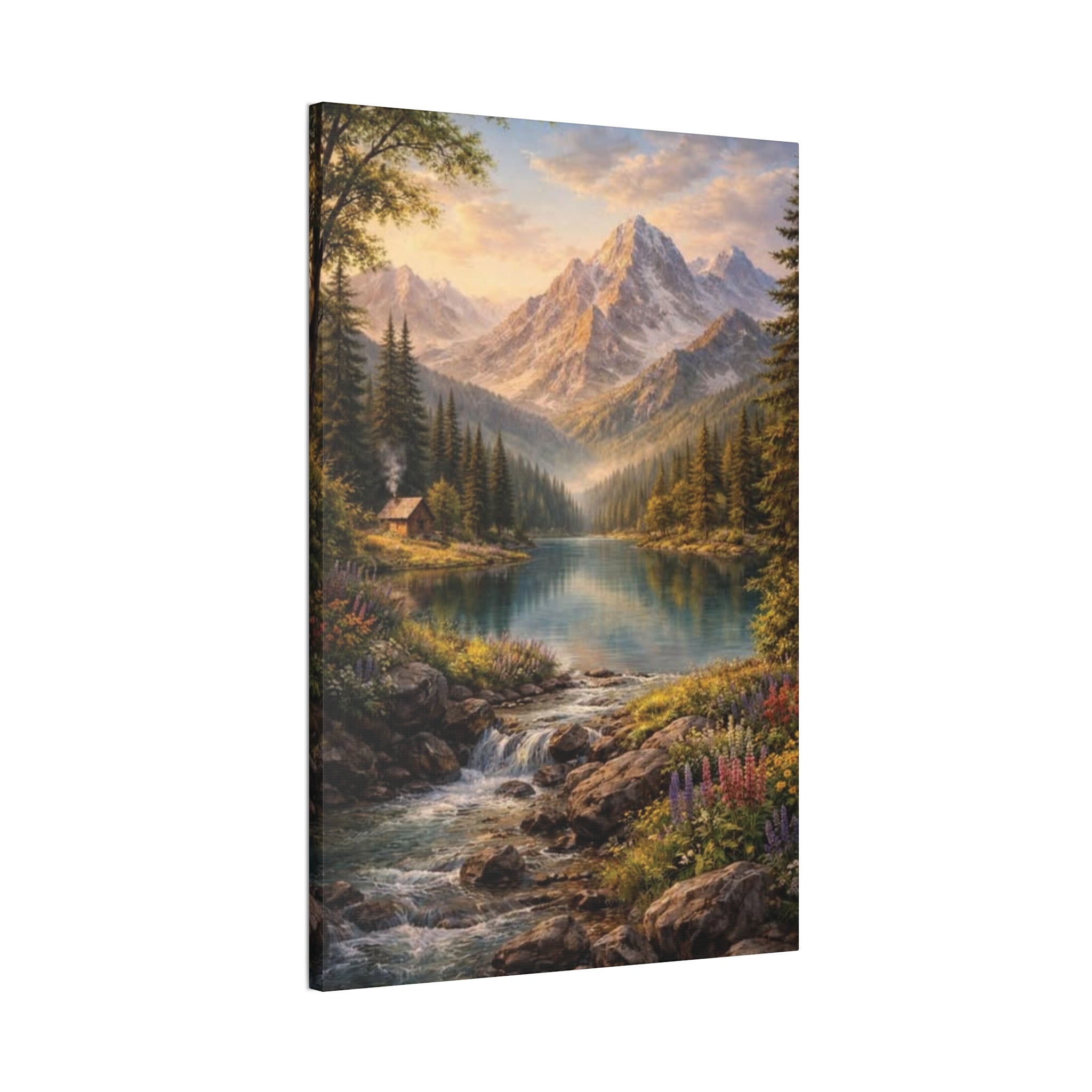 Mountain Lake Landscape Canvas – Stretched Wall Art