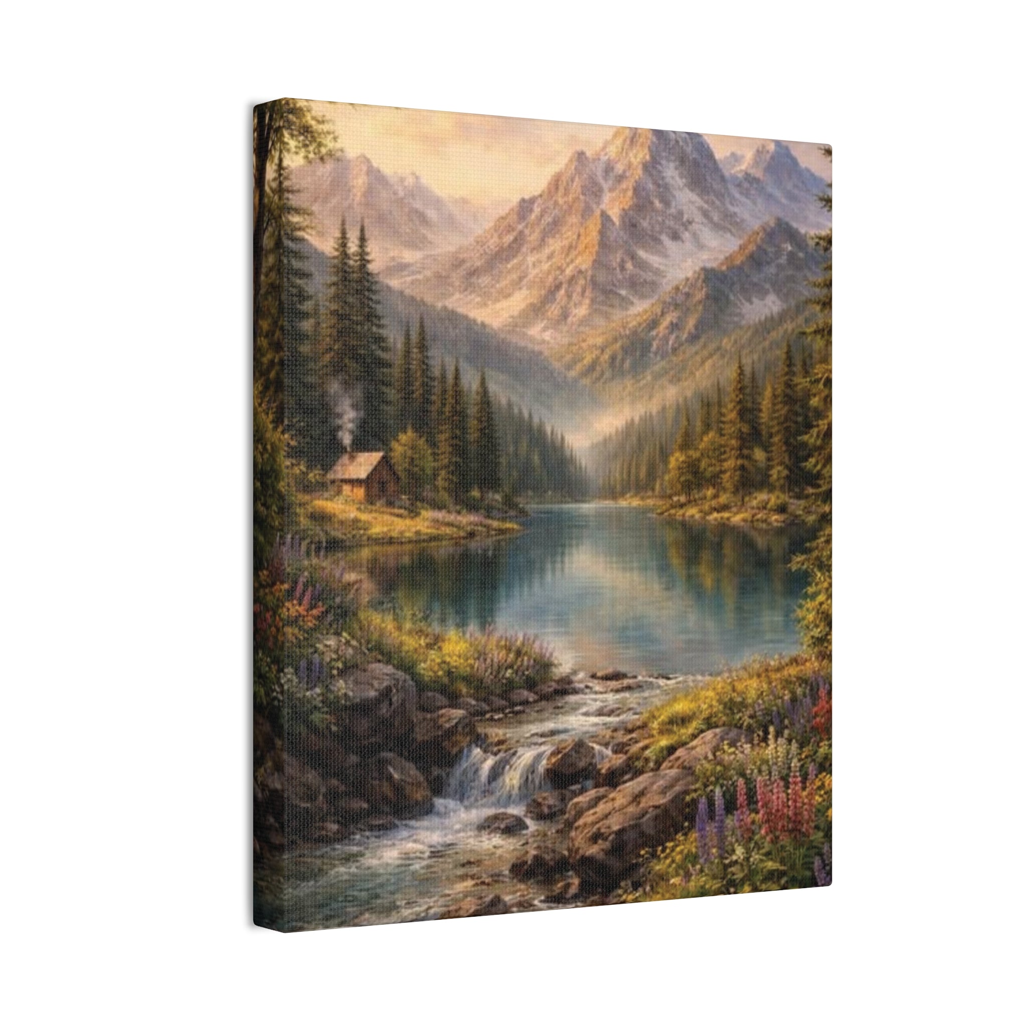Mountain Lake Landscape Canvas – Stretched Wall Art