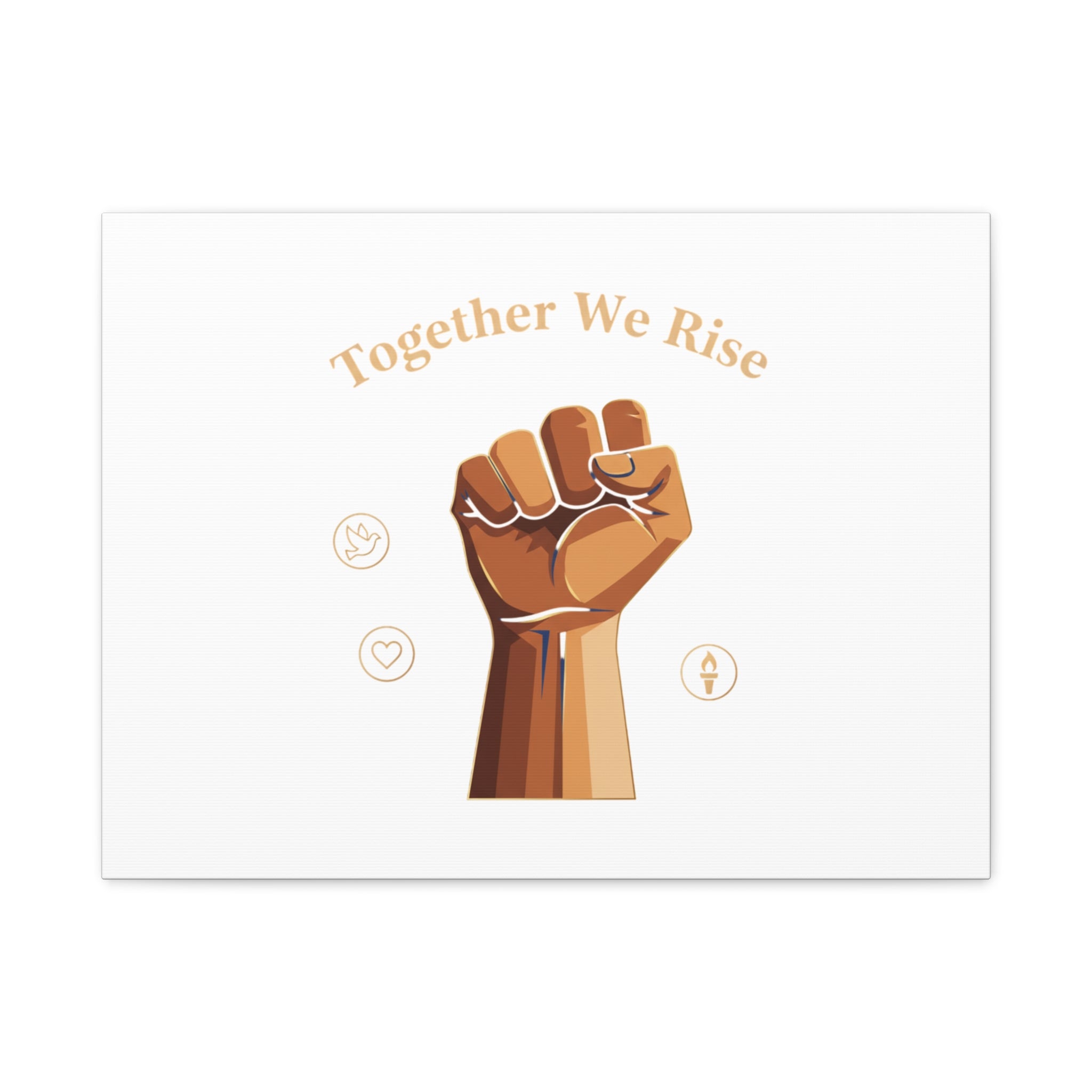 Together We Rise Wall Art – Unity Fist Illustration Social Justice Canvas Print - Matte Canvas, Stretche