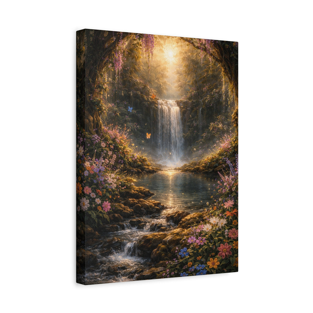 Enchanted Waterfall Canvas Print - Natural Fall - Serene Forest Landscape Wall Art