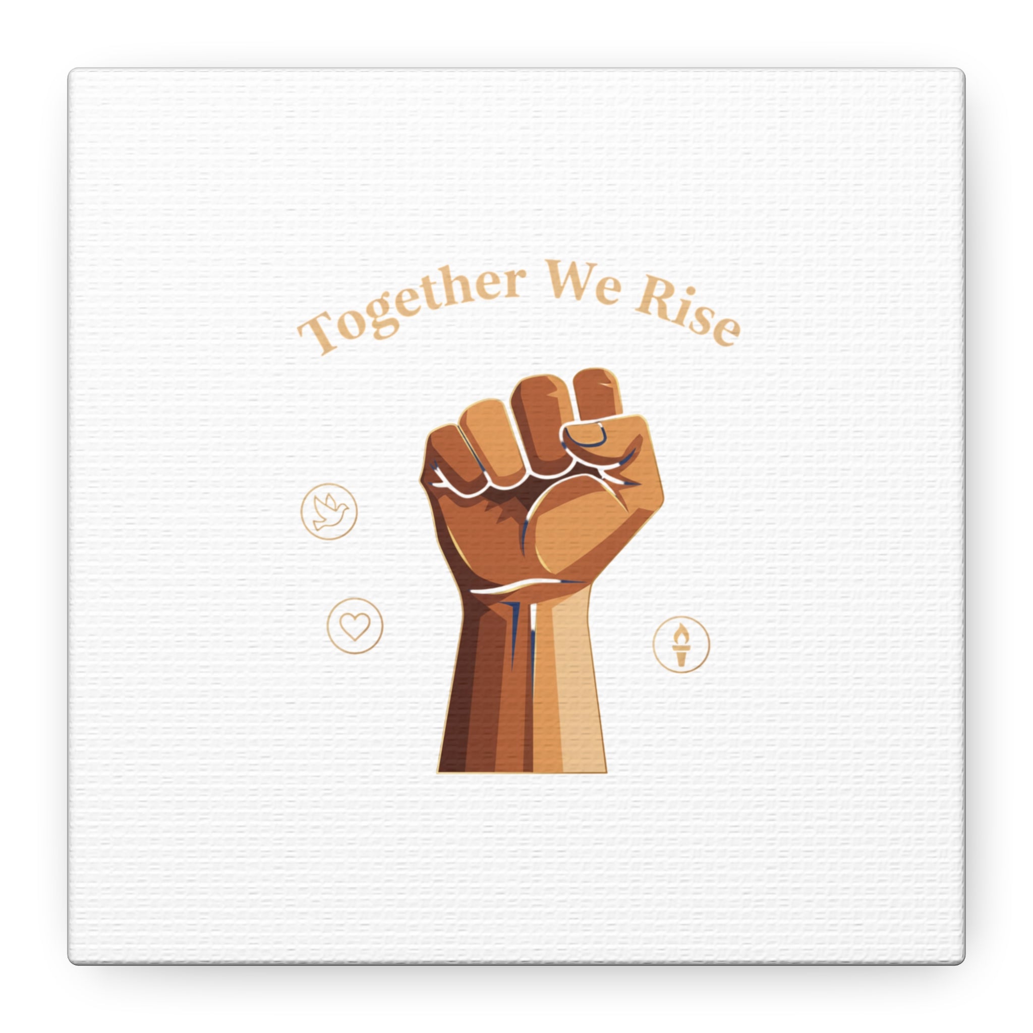 Together We Rise Wall Art – Unity Fist Illustration Social Justice Canvas Print - Matte Canvas, Stretche