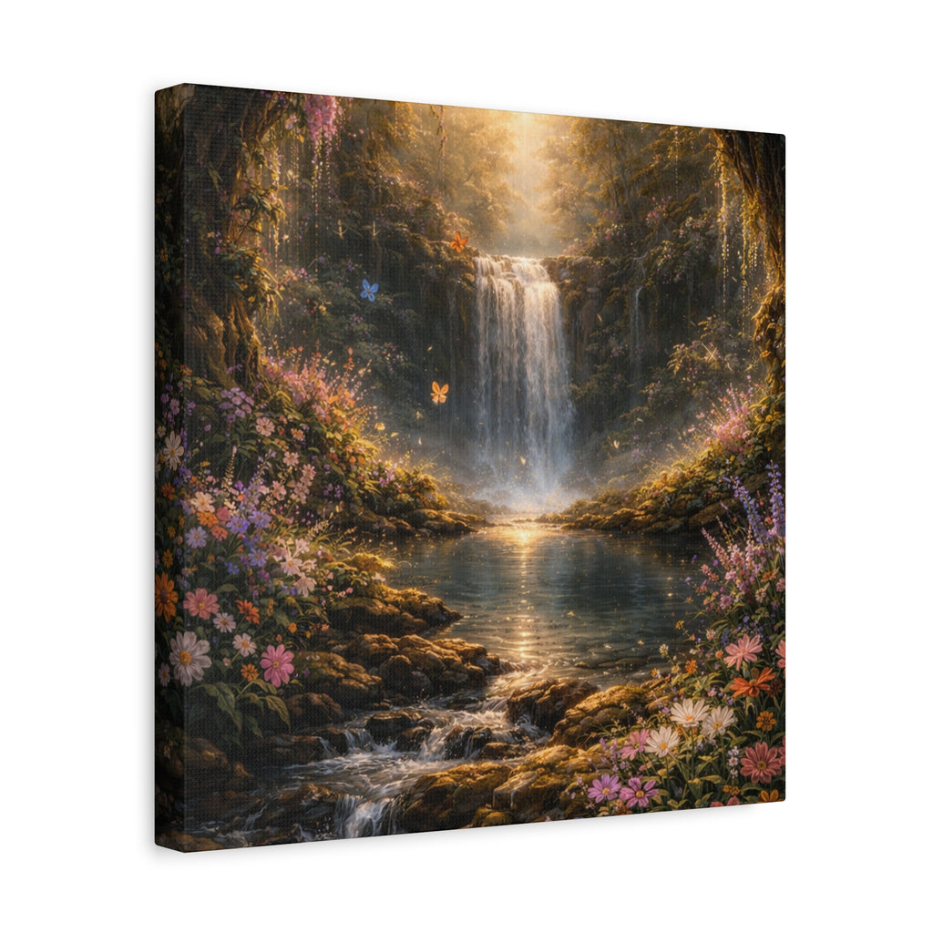 Enchanted Waterfall Canvas Print - Natural Fall - Serene Forest Landscape Wall Art