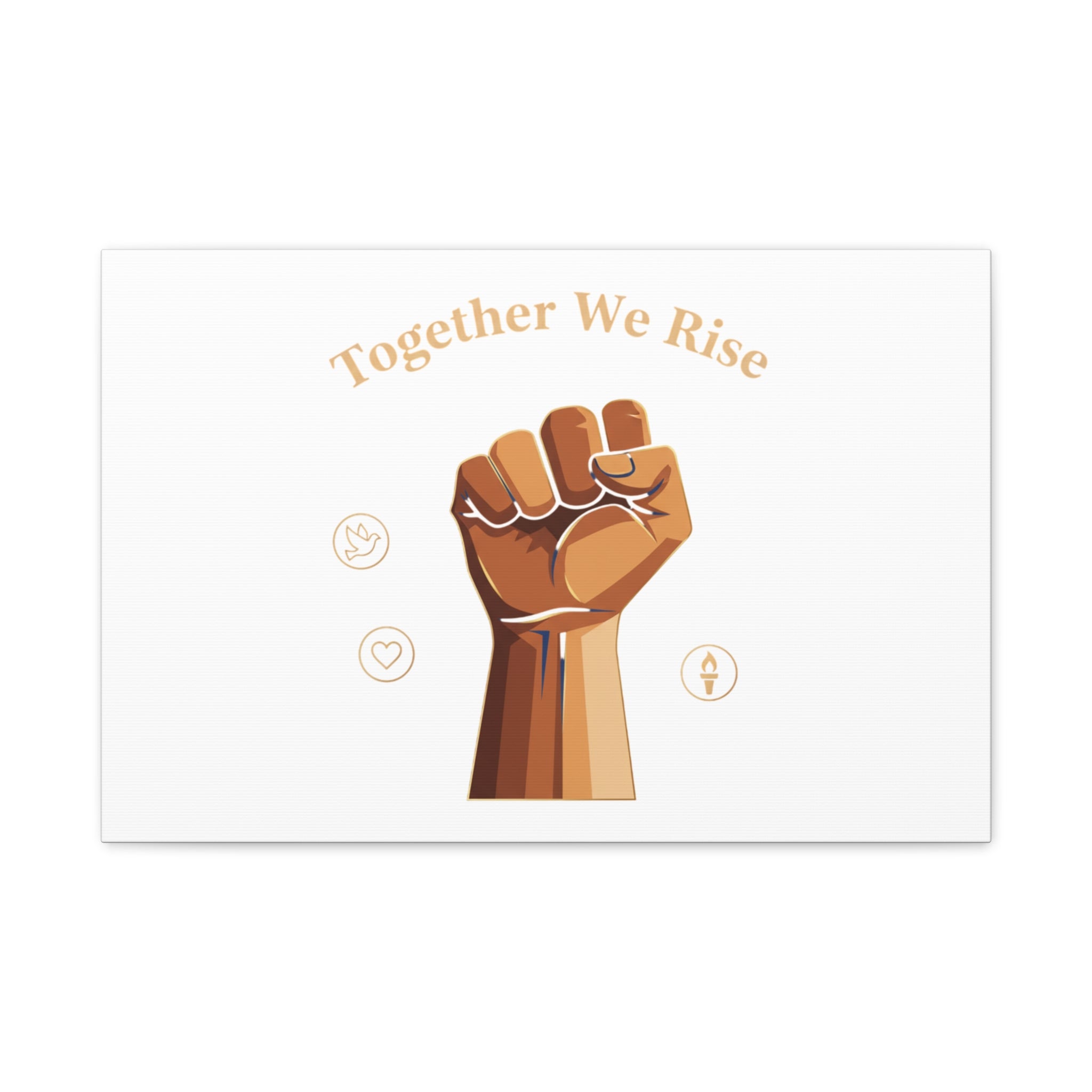 Together We Rise Wall Art – Unity Fist Illustration Social Justice Canvas Print - Matte Canvas, Stretche