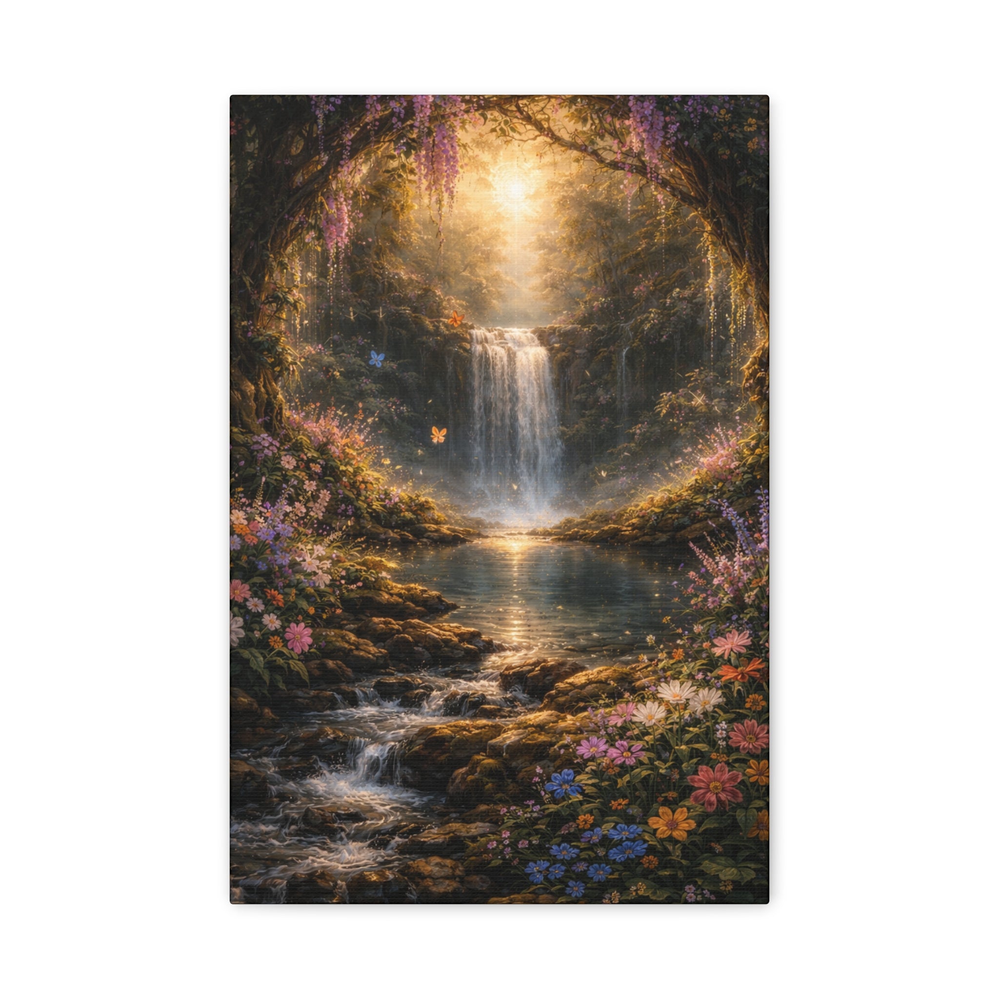 Enchanted Waterfall Canvas Print - Natural Fall - Serene Forest Landscape Wall Art