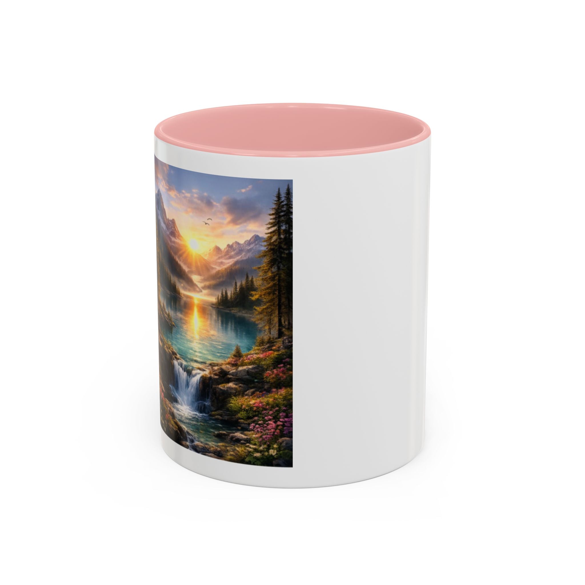 Scenic Mountain Lake Accent Coffee Mug — Sunrise Landscape Art (11/15oz)