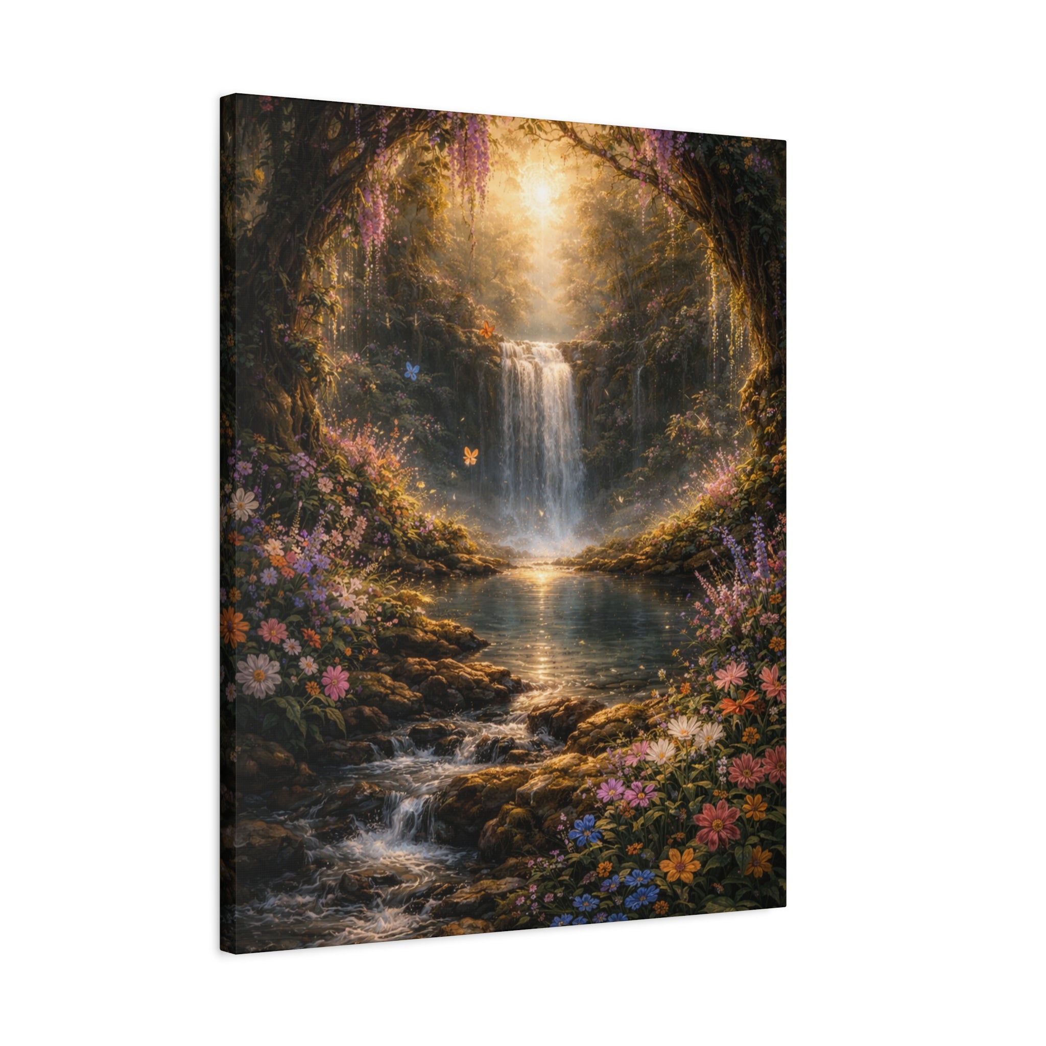Enchanted Waterfall Canvas Print - Natural Fall - Serene Forest Landscape Wall Art