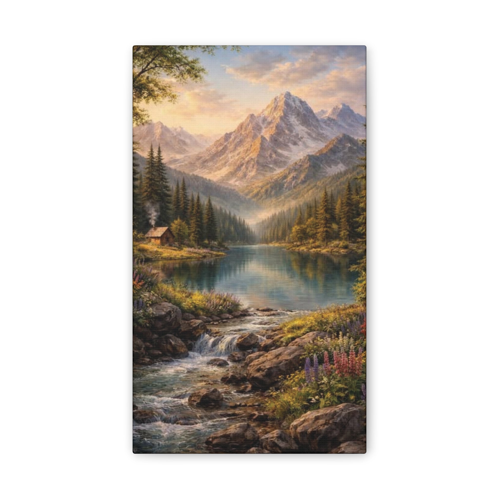 Mountain Lake Landscape Canvas – Stretched Wall Art
