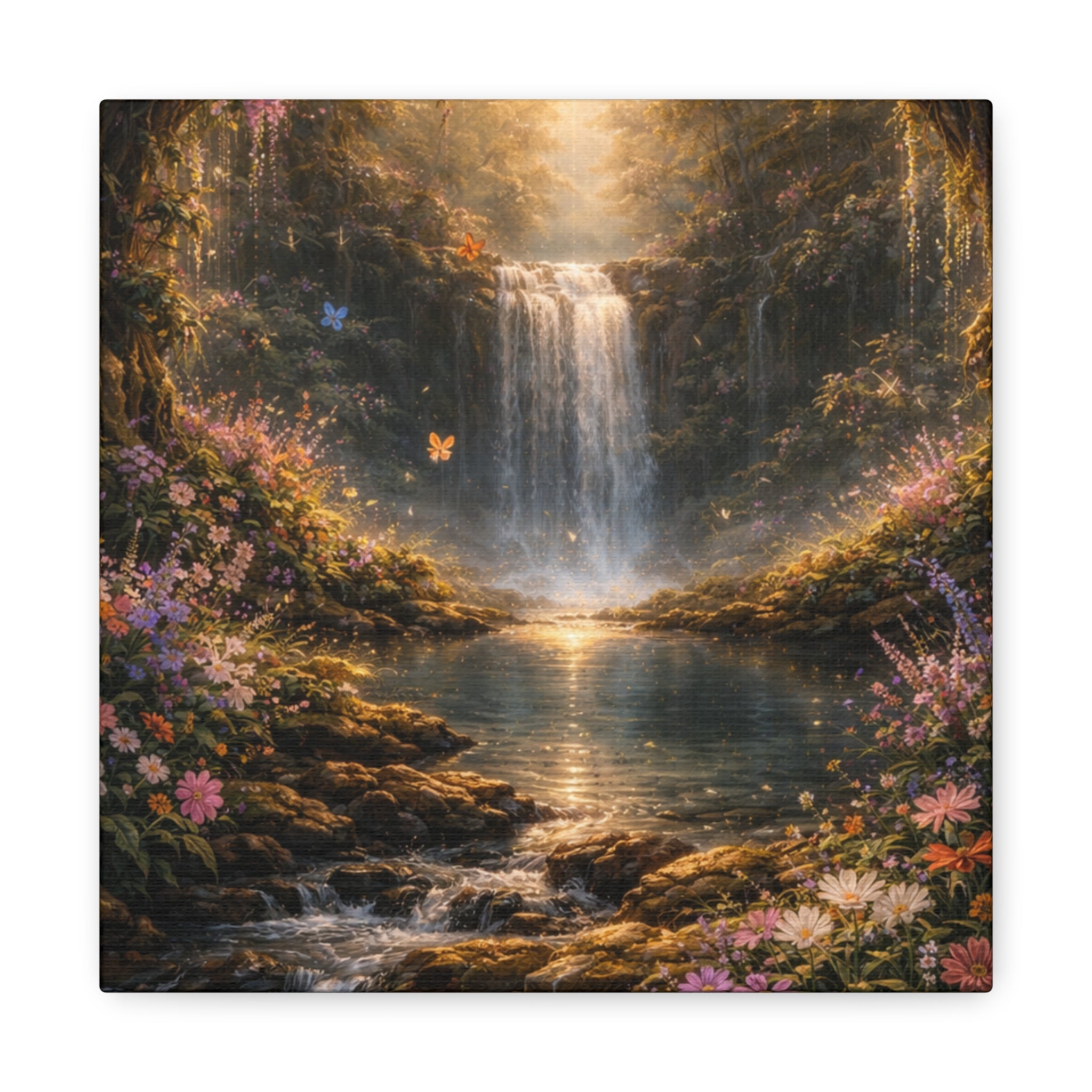 Enchanted Waterfall Canvas Print - Natural Fall - Serene Forest Landscape Wall Art