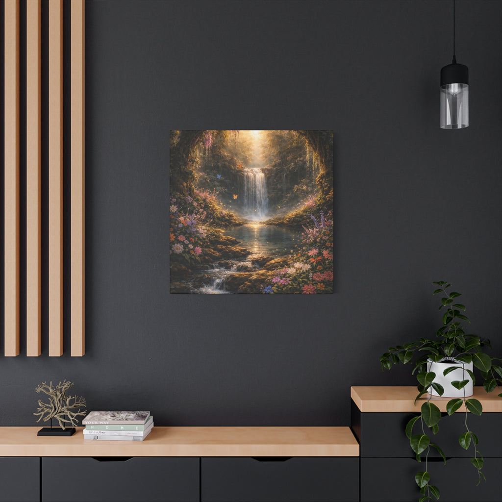 Enchanted Waterfall Canvas Print - Natural Fall - Serene Forest Landscape Wall Art