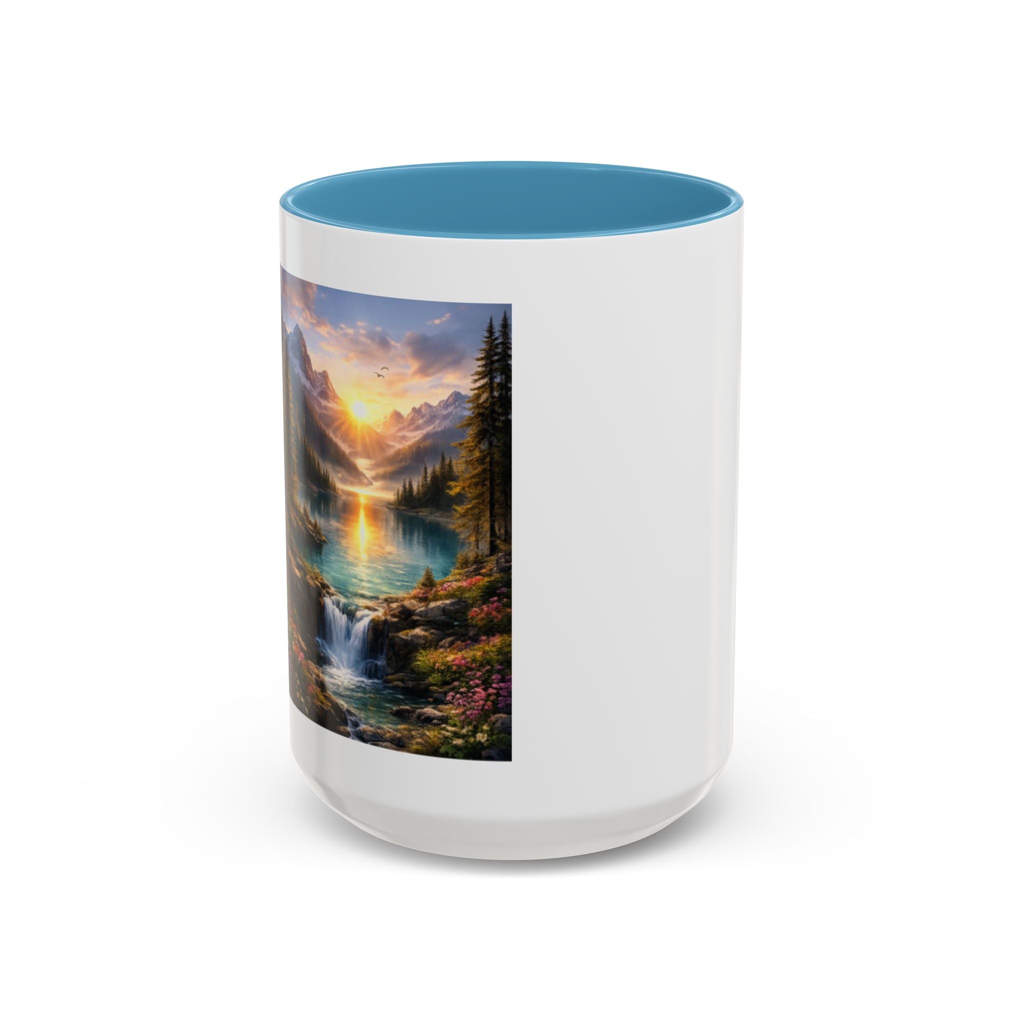 Scenic Mountain Lake Accent Coffee Mug — Sunrise Landscape Art (11/15oz)