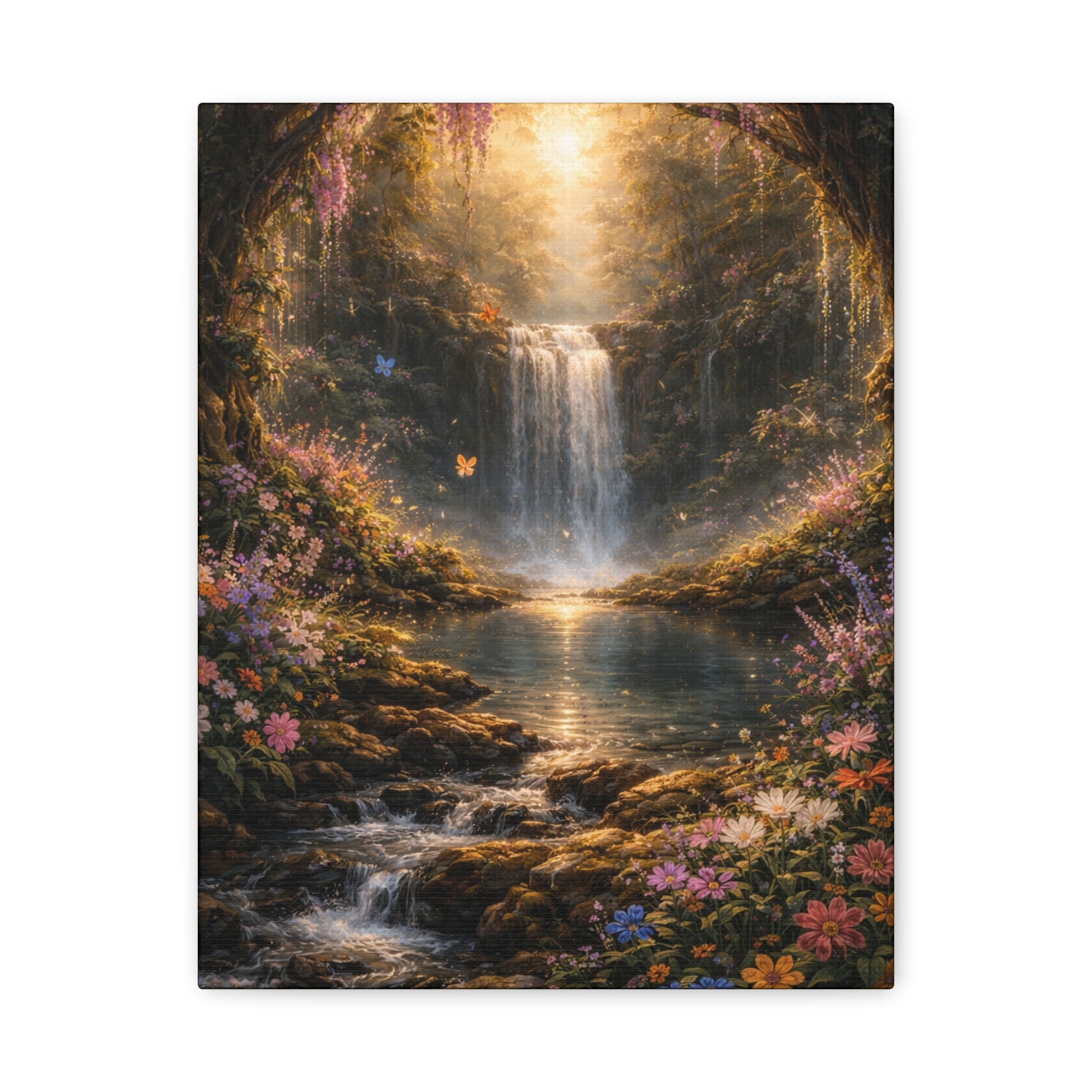 Enchanted Waterfall Canvas Print - Natural Fall - Serene Forest Landscape Wall Art