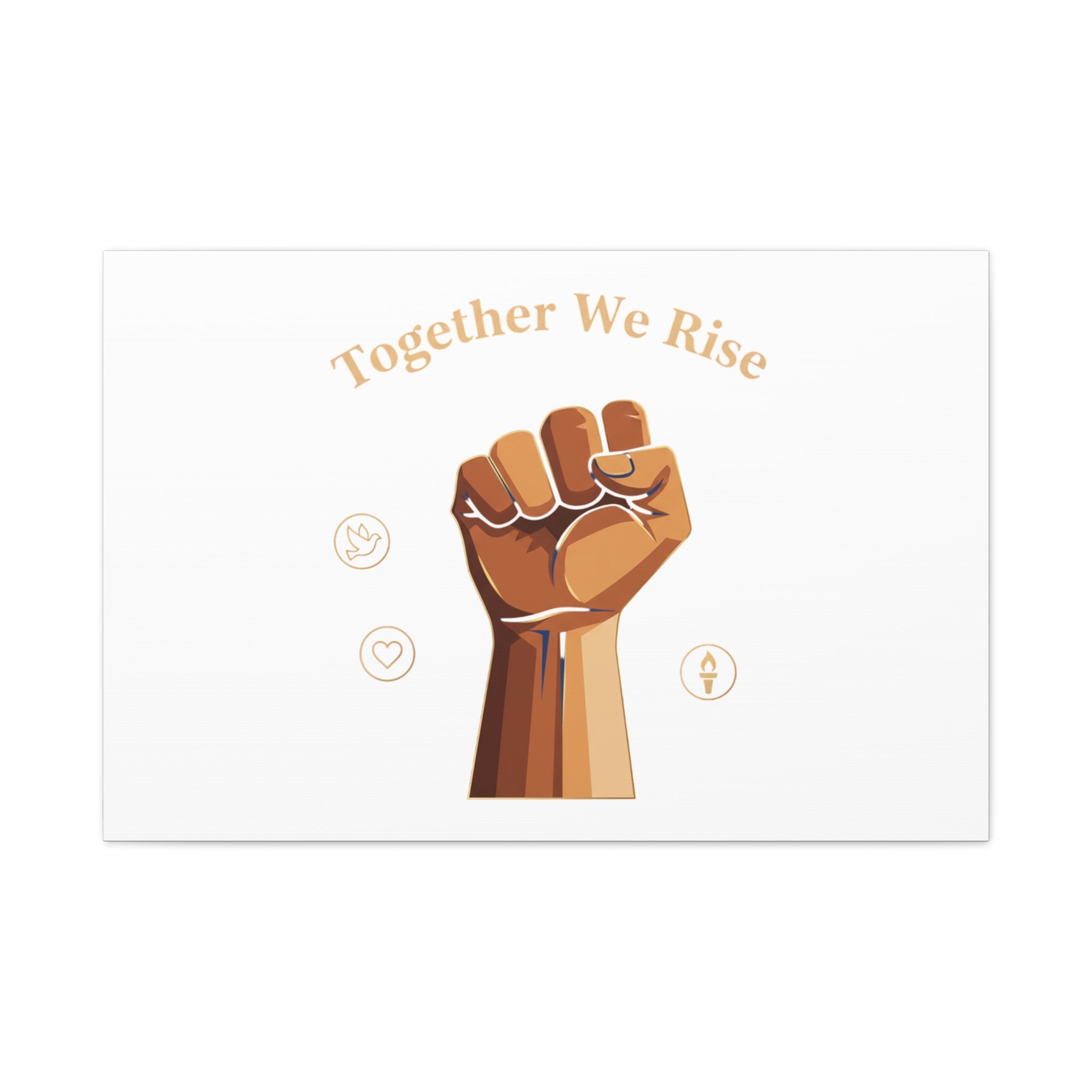 Together We Rise Wall Art – Unity Fist Illustration Social Justice Canvas Print - Matte Canvas, Stretche