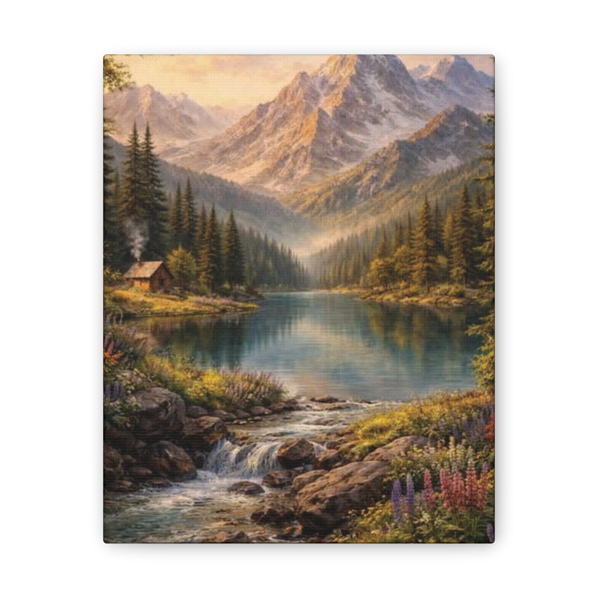 Mountain Lake Landscape Canvas – Stretched Wall Art
