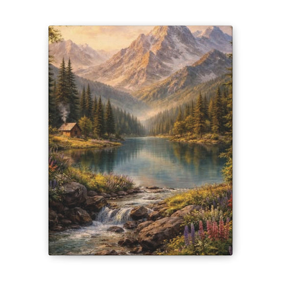 Mountain Lake Landscape Canvas – Stretched Wall Art