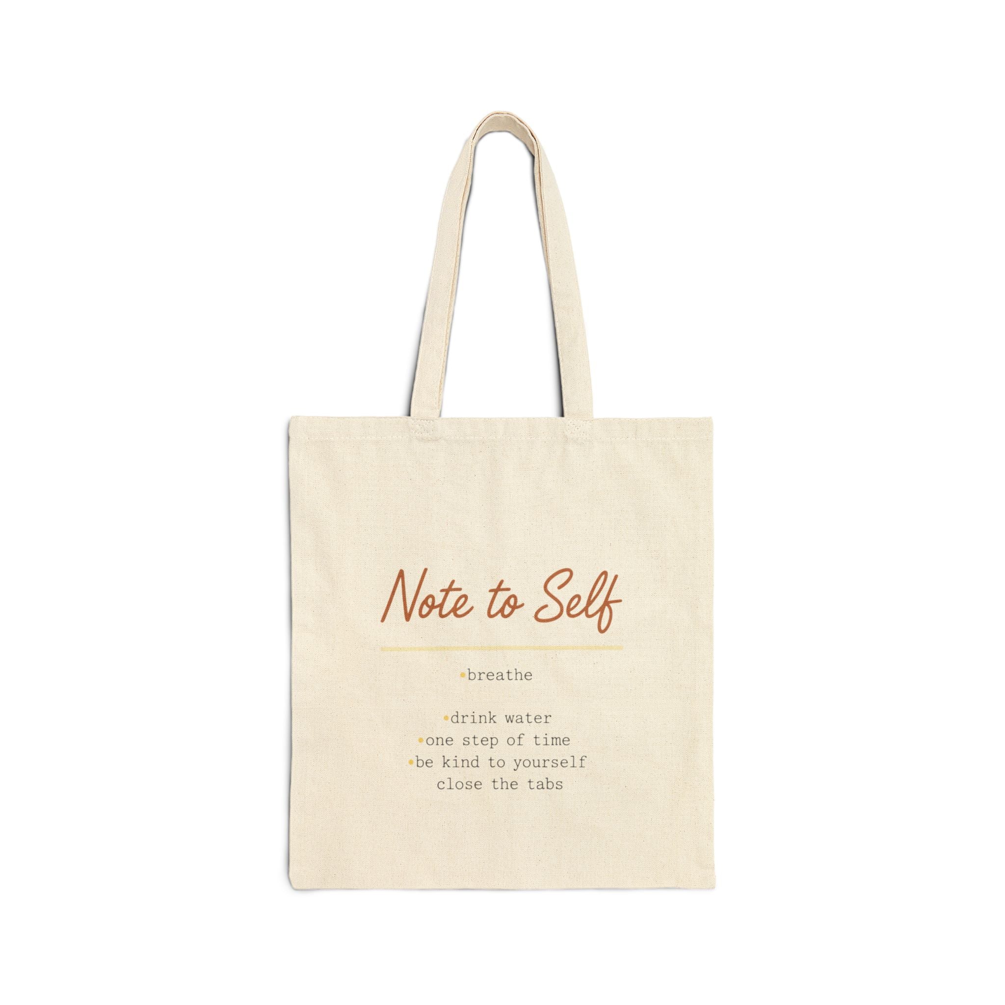 Note to Self tote - Handwritten Reminder Canvas - Analogue Note Aesthetic - Student Study Bag