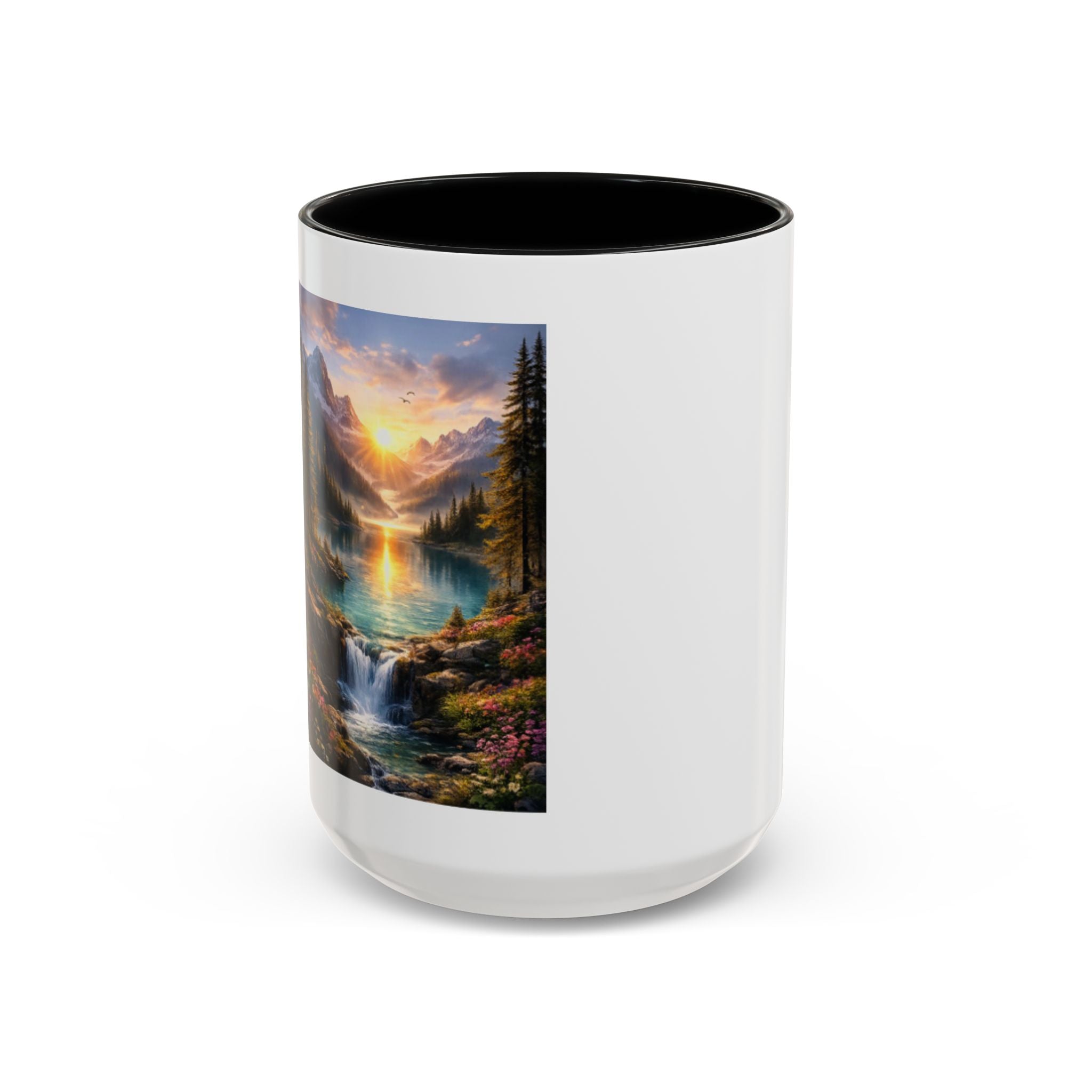 Scenic Mountain Lake Accent Coffee Mug — Sunrise Landscape Art (11/15oz)