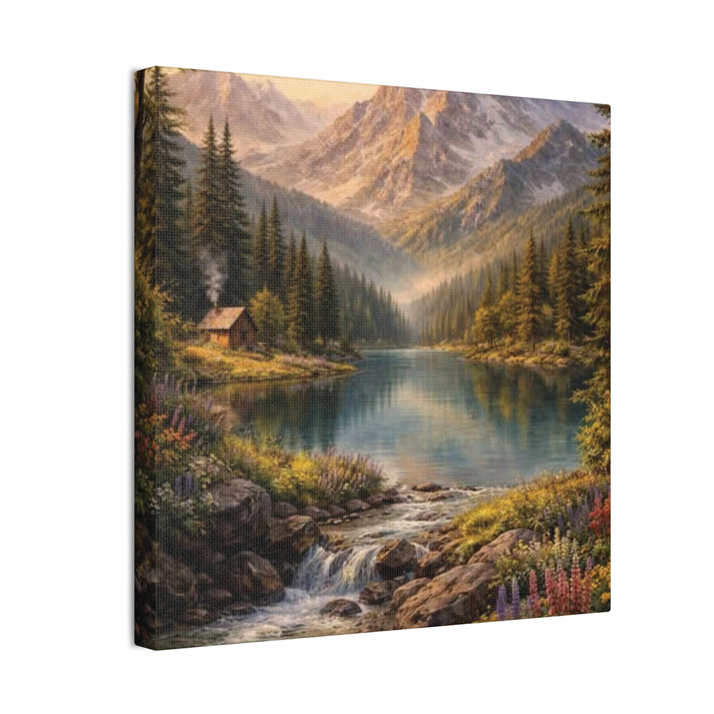 Mountain Lake Landscape Canvas – Stretched Wall Art