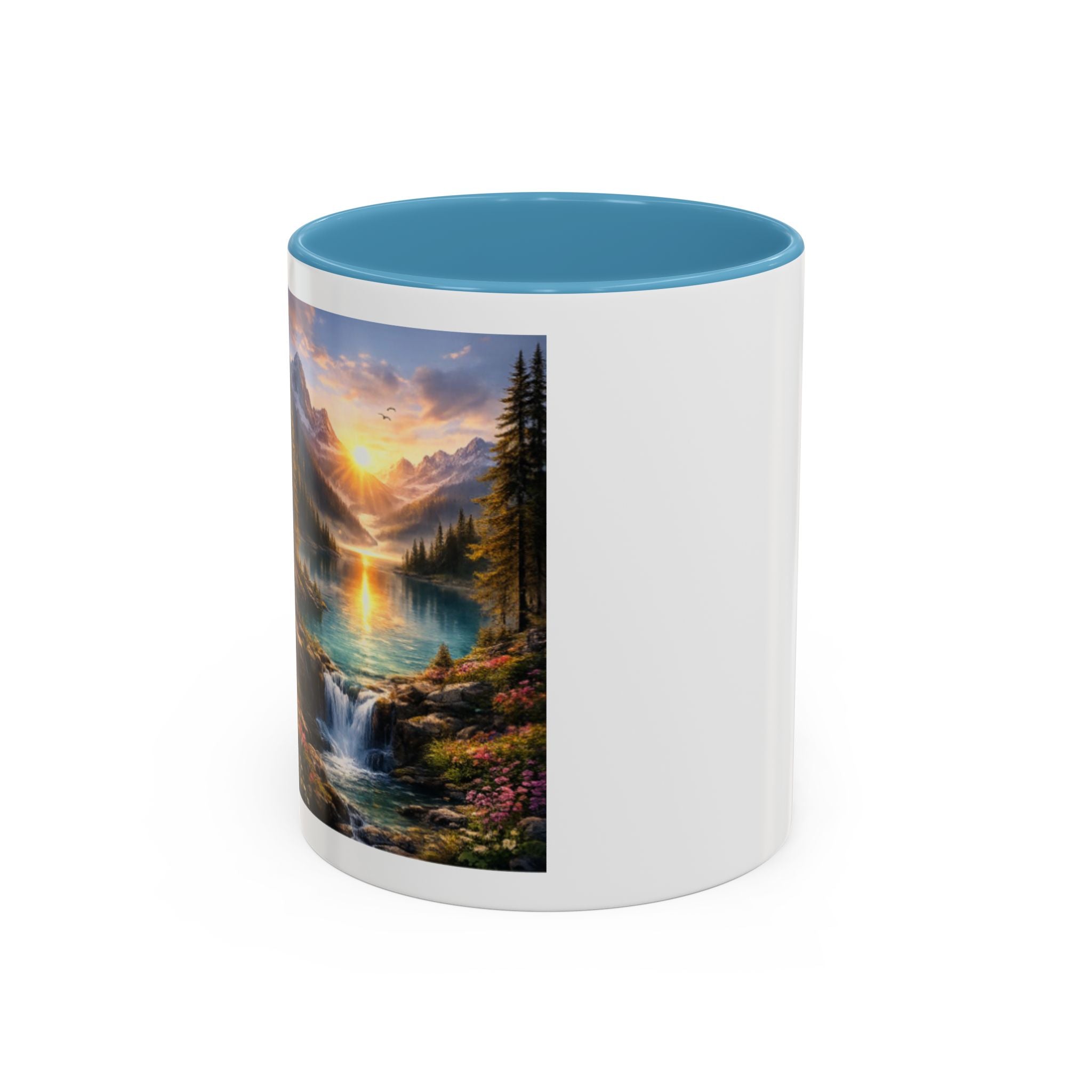 Scenic Mountain Lake Accent Coffee Mug — Sunrise Landscape Art (11/15oz)