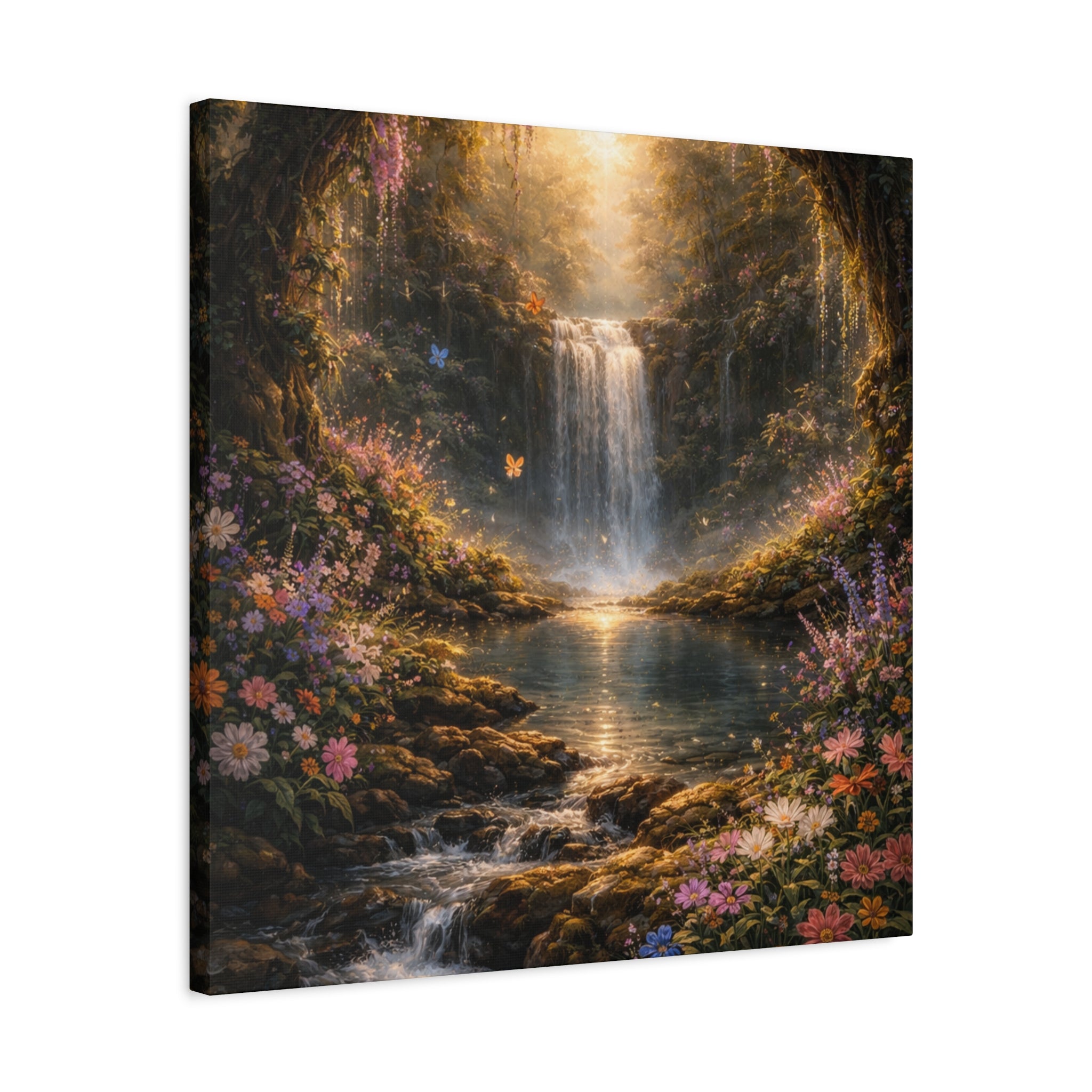 Enchanted Waterfall Canvas Print - Natural Fall - Serene Forest Landscape Wall Art