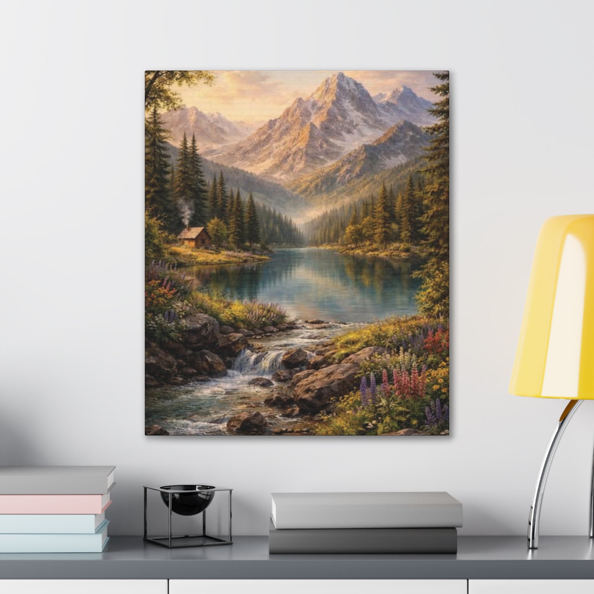 Mountain Lake Landscape Canvas – Stretched Wall Art