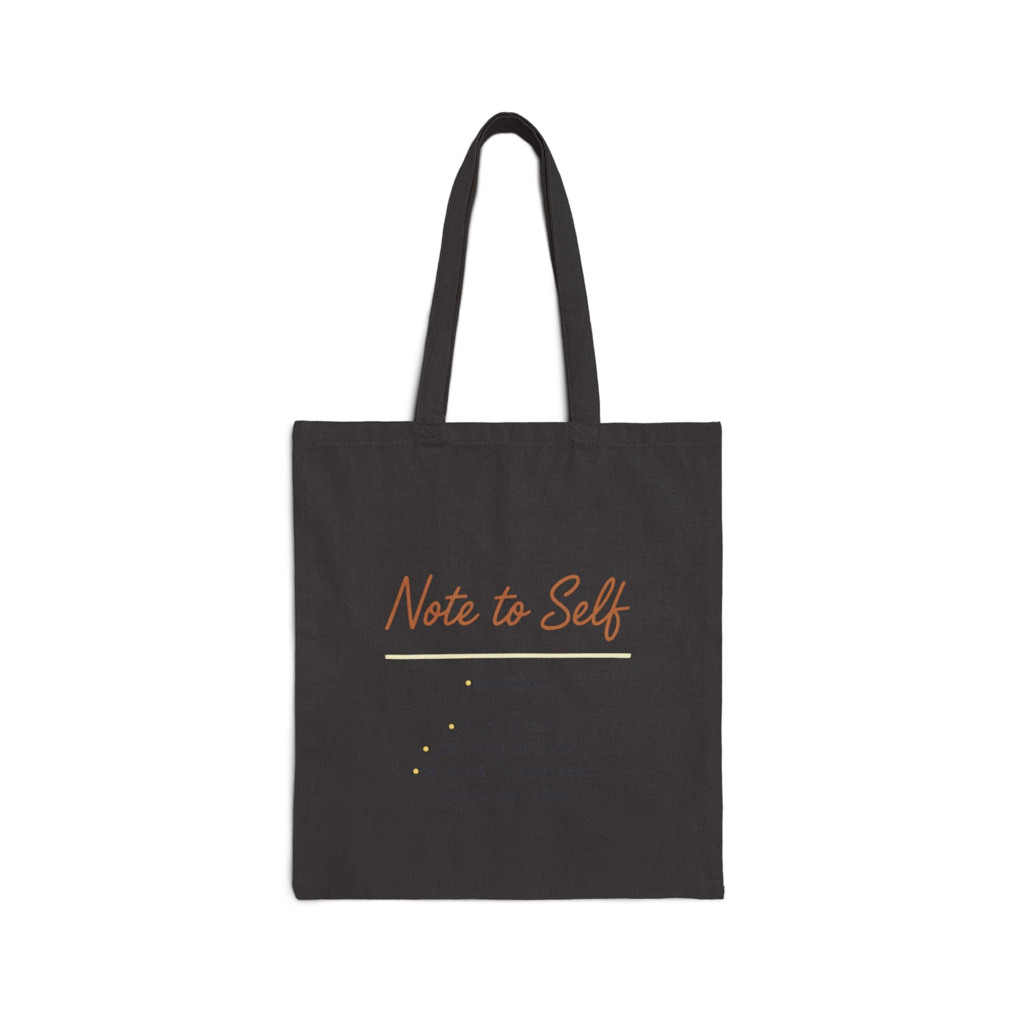 Note to Self tote - Handwritten Reminder Canvas - Analogue Note Aesthetic - Student Study Bag