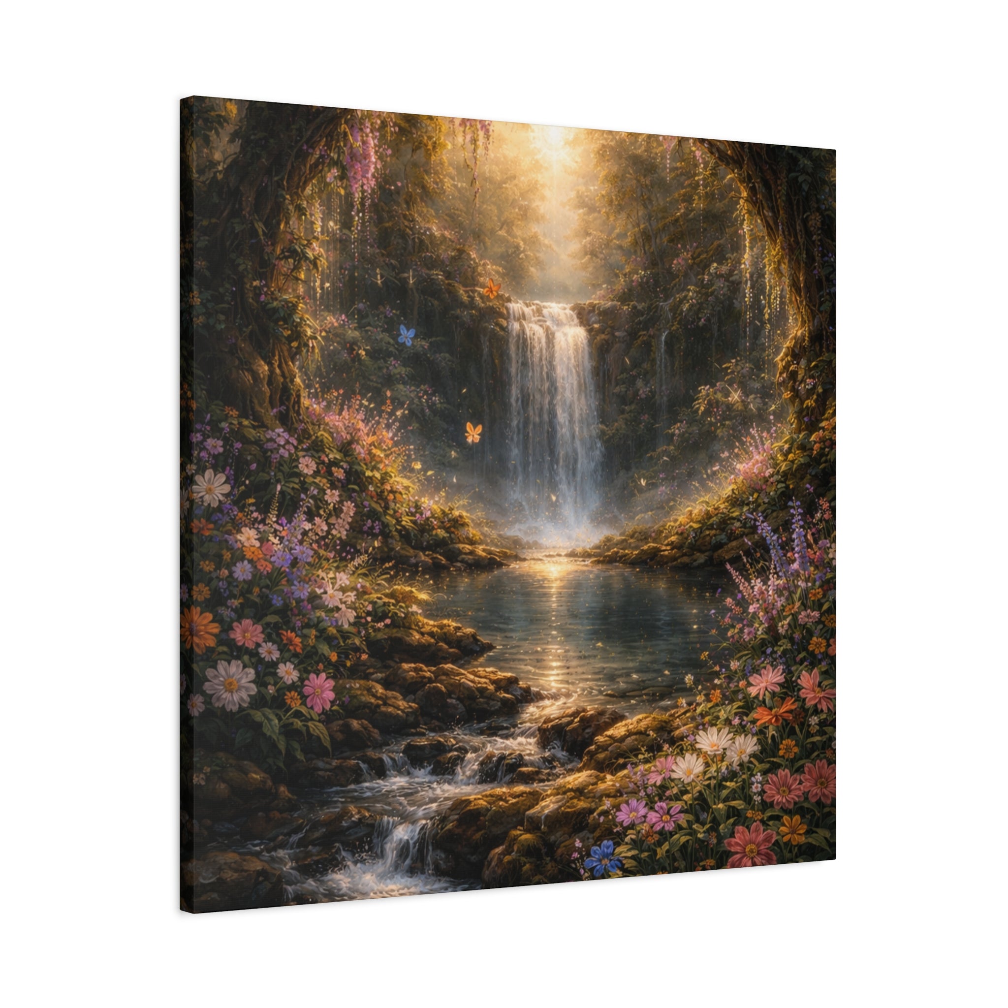 Enchanted Waterfall Canvas Print - Natural Fall - Serene Forest Landscape Wall Art