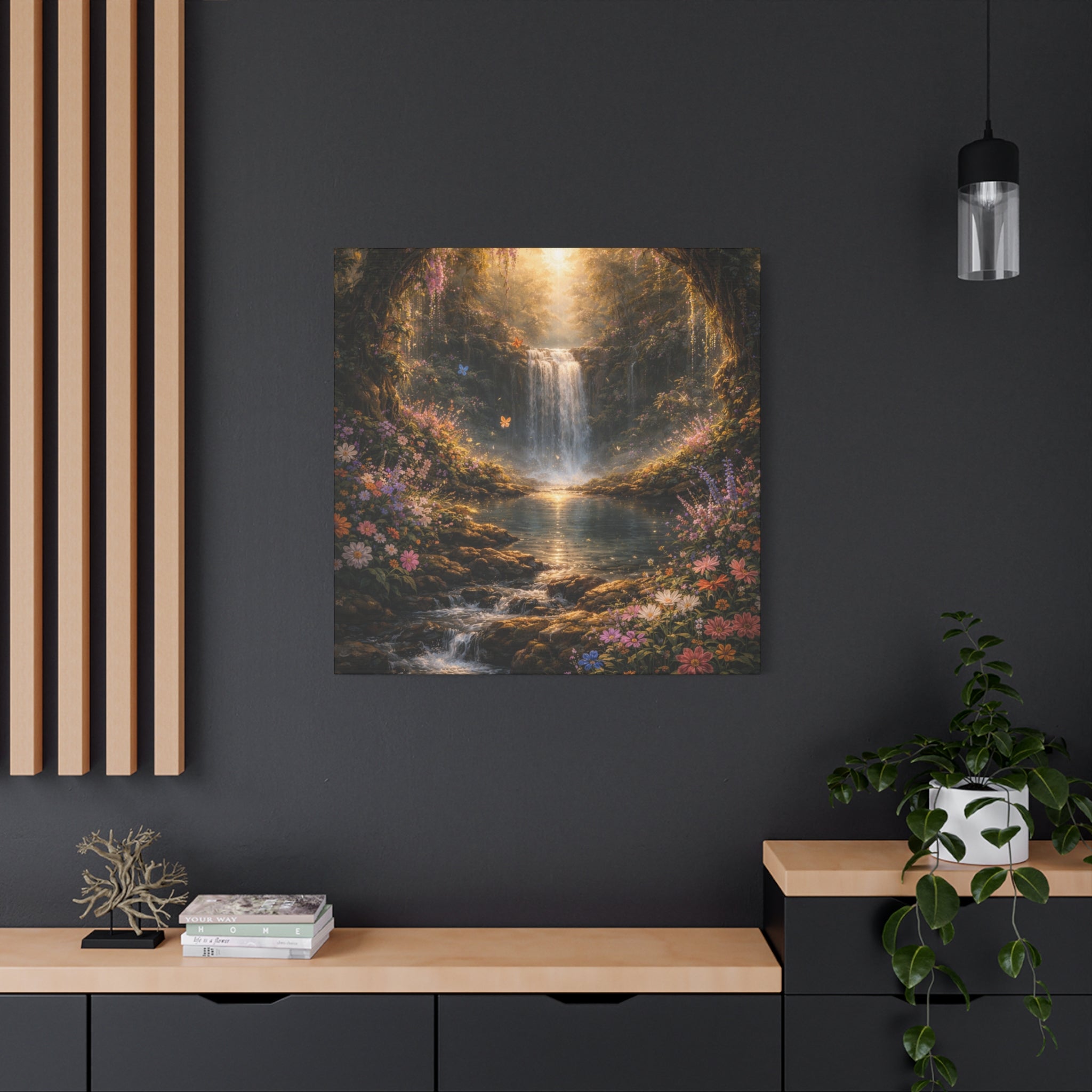 Enchanted Waterfall Canvas Print - Natural Fall - Serene Forest Landscape Wall Art