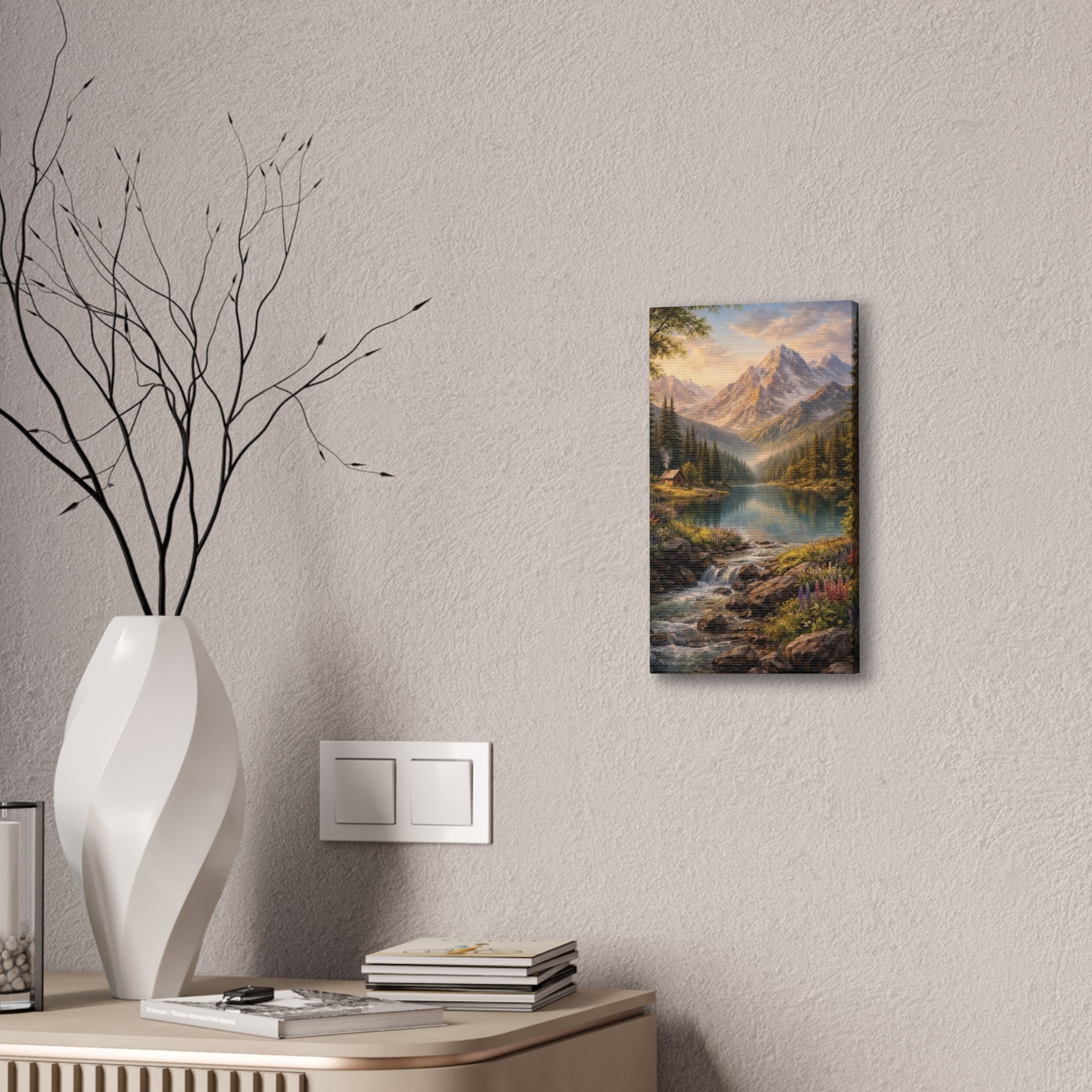 Mountain Lake Landscape Canvas – Stretched Wall Art