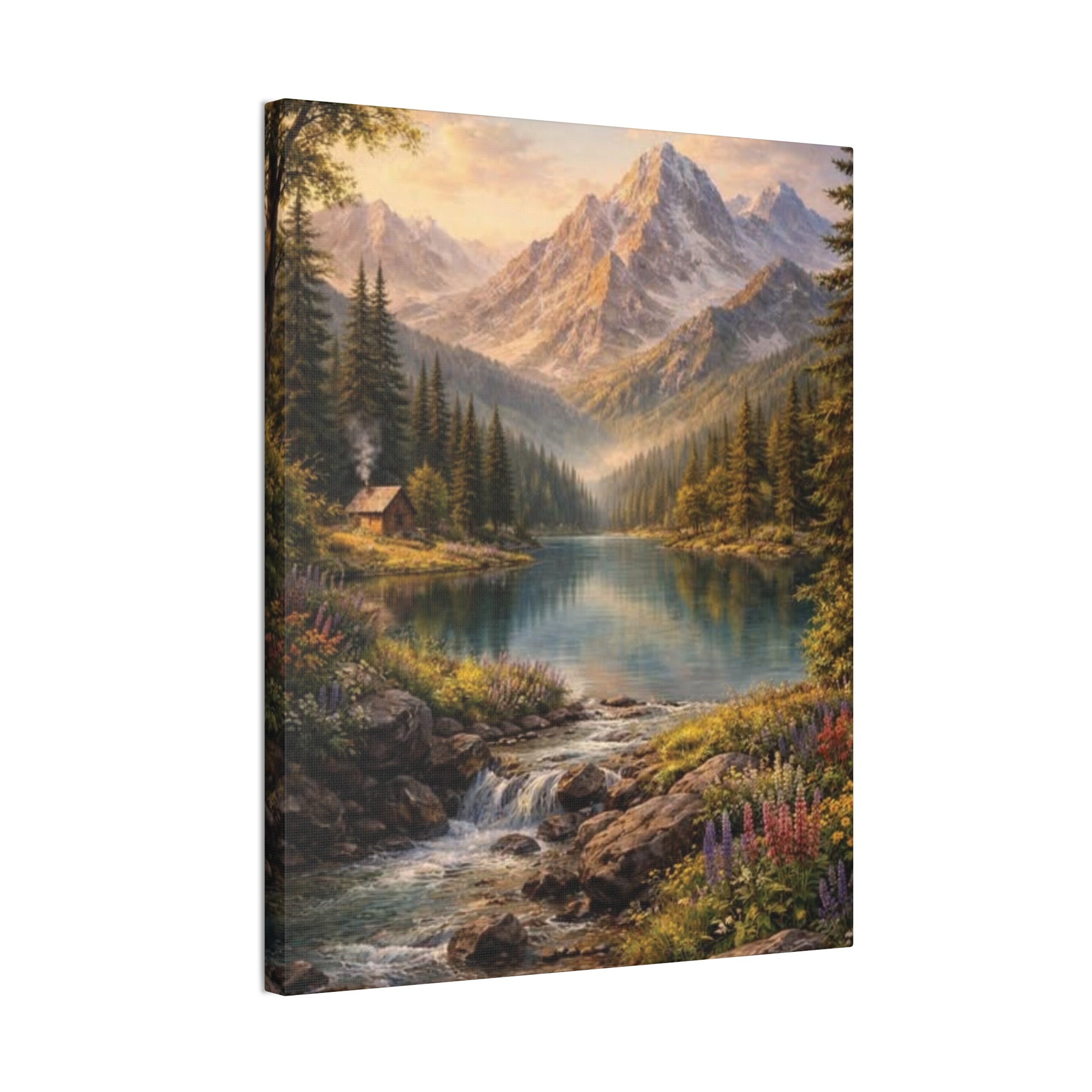 Mountain Lake Landscape Canvas – Stretched Wall Art