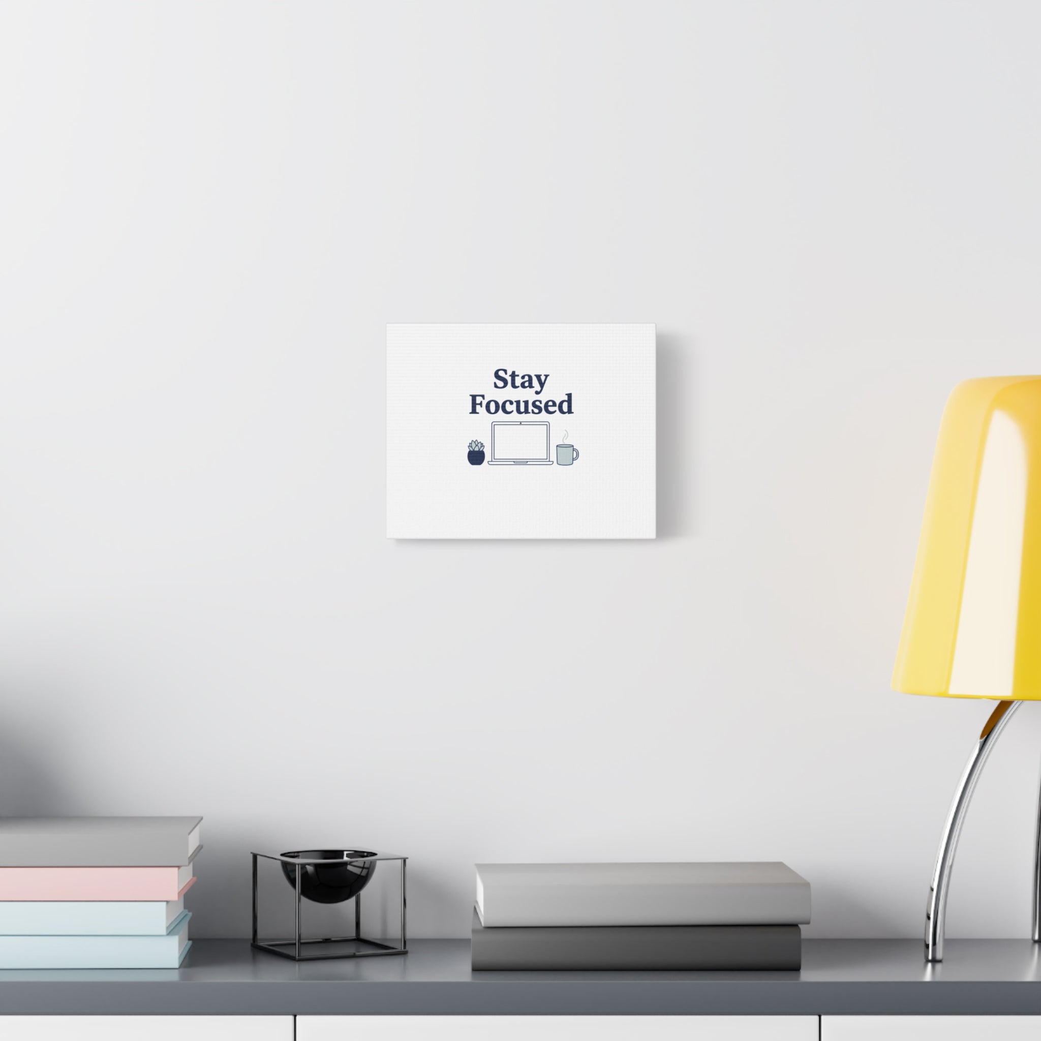 Stay Focused Canvas, Minimal Home Office Motivational Art Print | WFH Decor