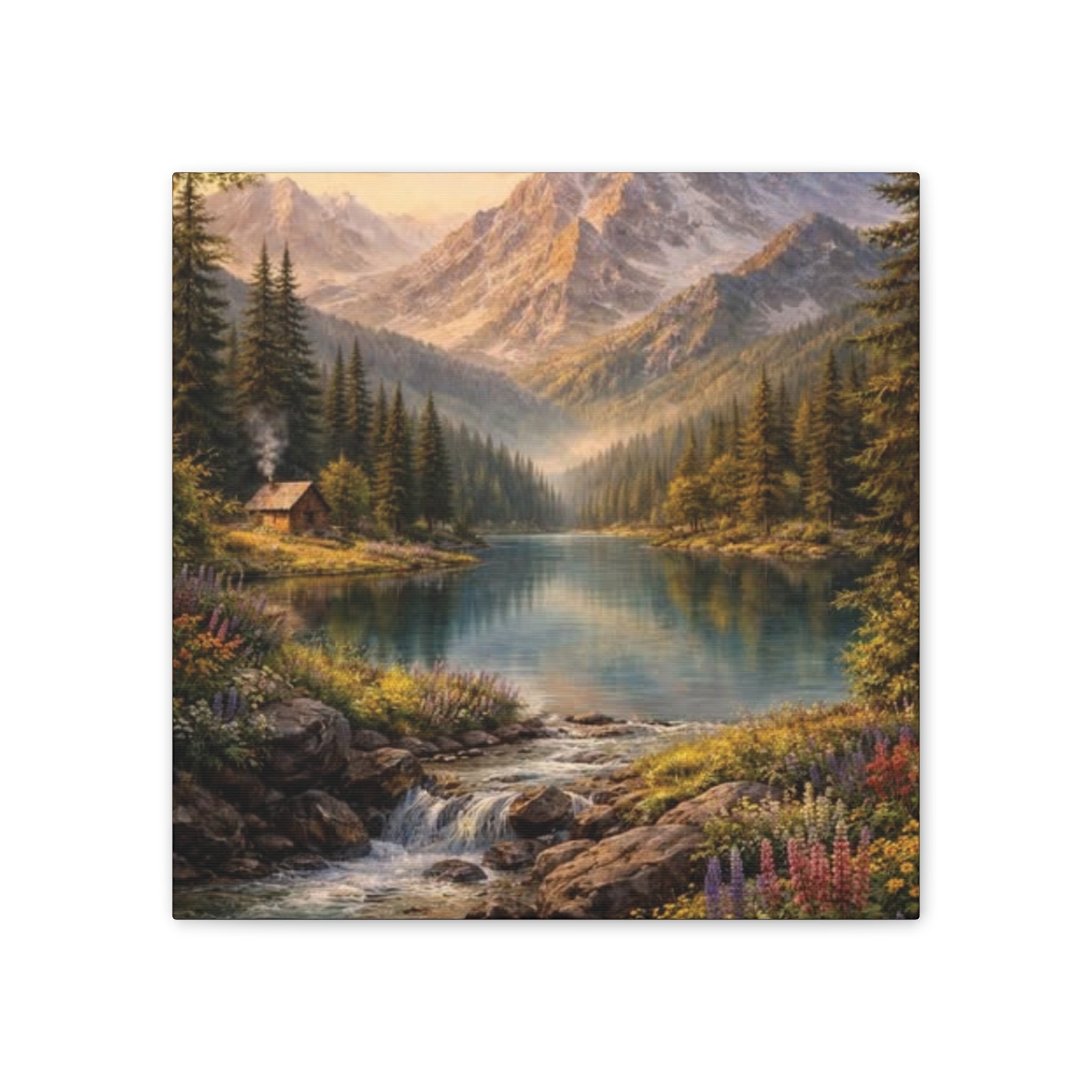 Mountain Lake Landscape Canvas – Stretched Wall Art