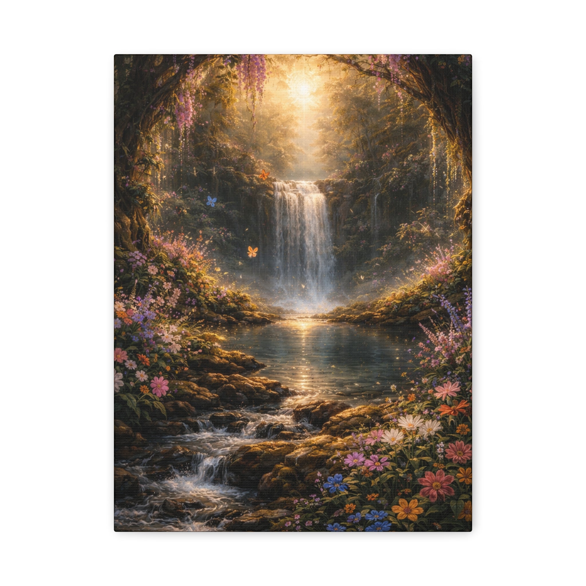 Enchanted Waterfall Canvas Print - Natural Fall - Serene Forest Landscape Wall Art