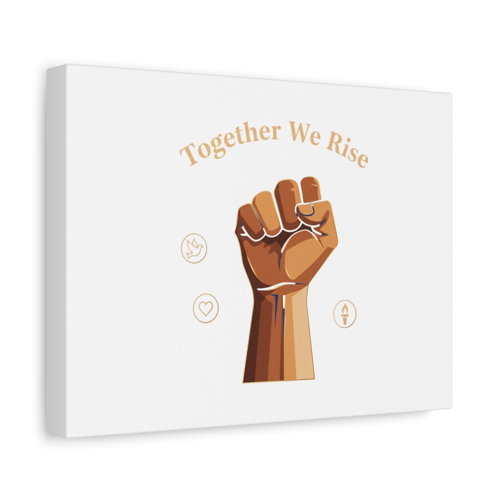 Together We Rise Wall Art – Unity Fist Illustration Social Justice Canvas Print - Matte Canvas, Stretche