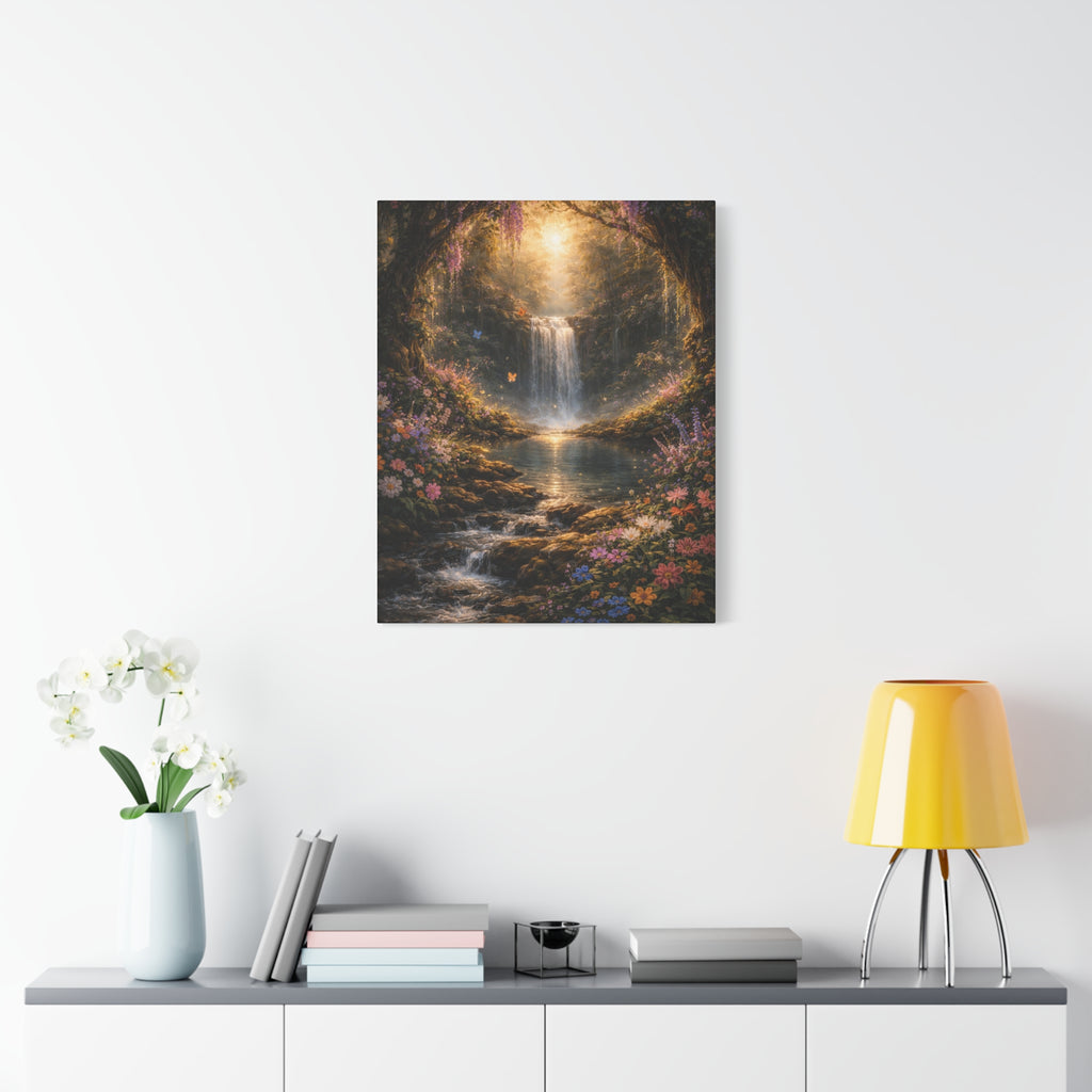 Enchanted Waterfall Canvas Print - Natural Fall - Serene Forest Landscape Wall Art