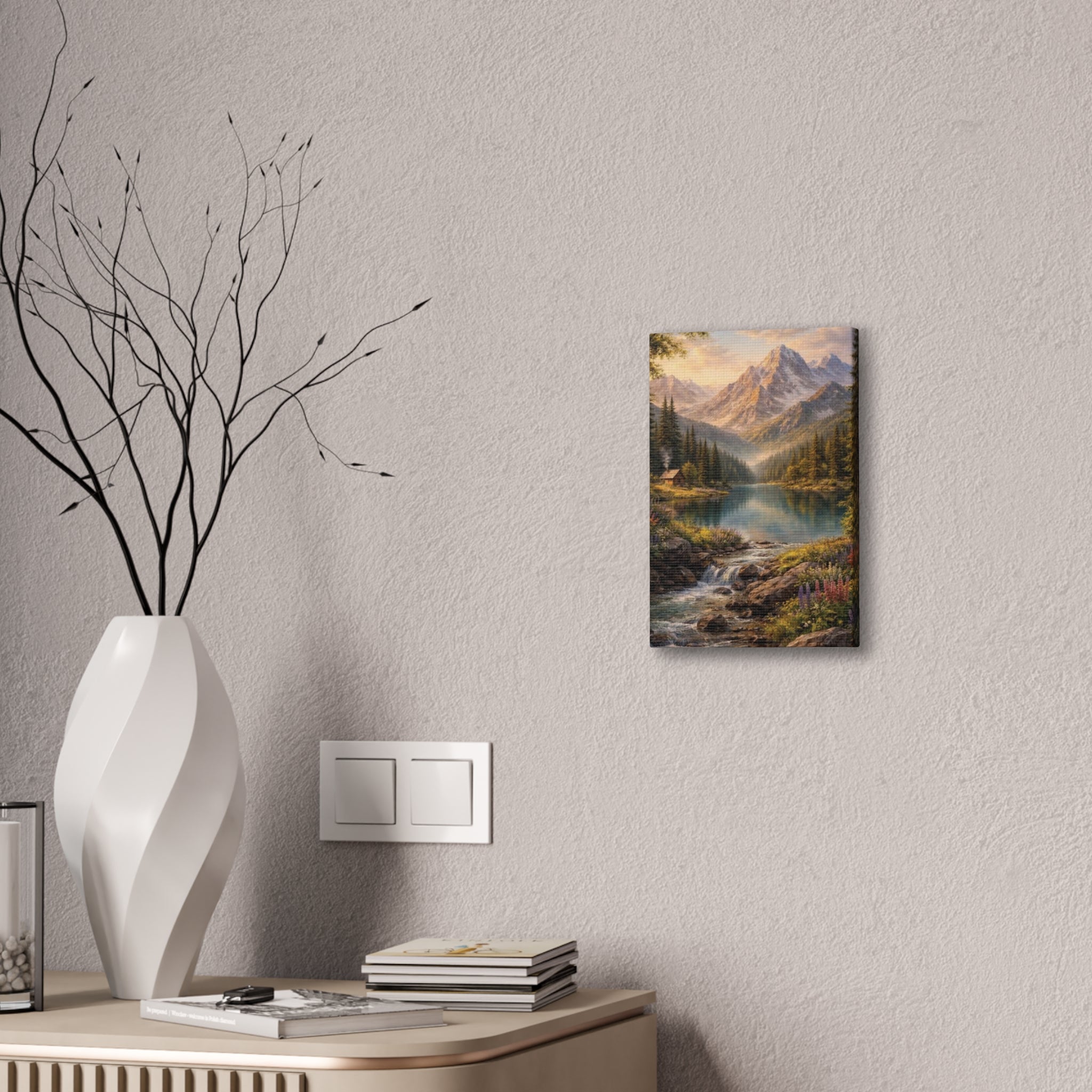 Mountain Lake Landscape Canvas – Stretched Wall Art