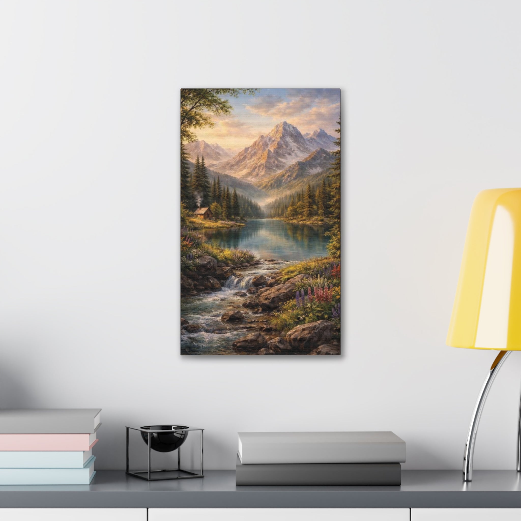 Mountain Lake Landscape Canvas – Stretched Wall Art