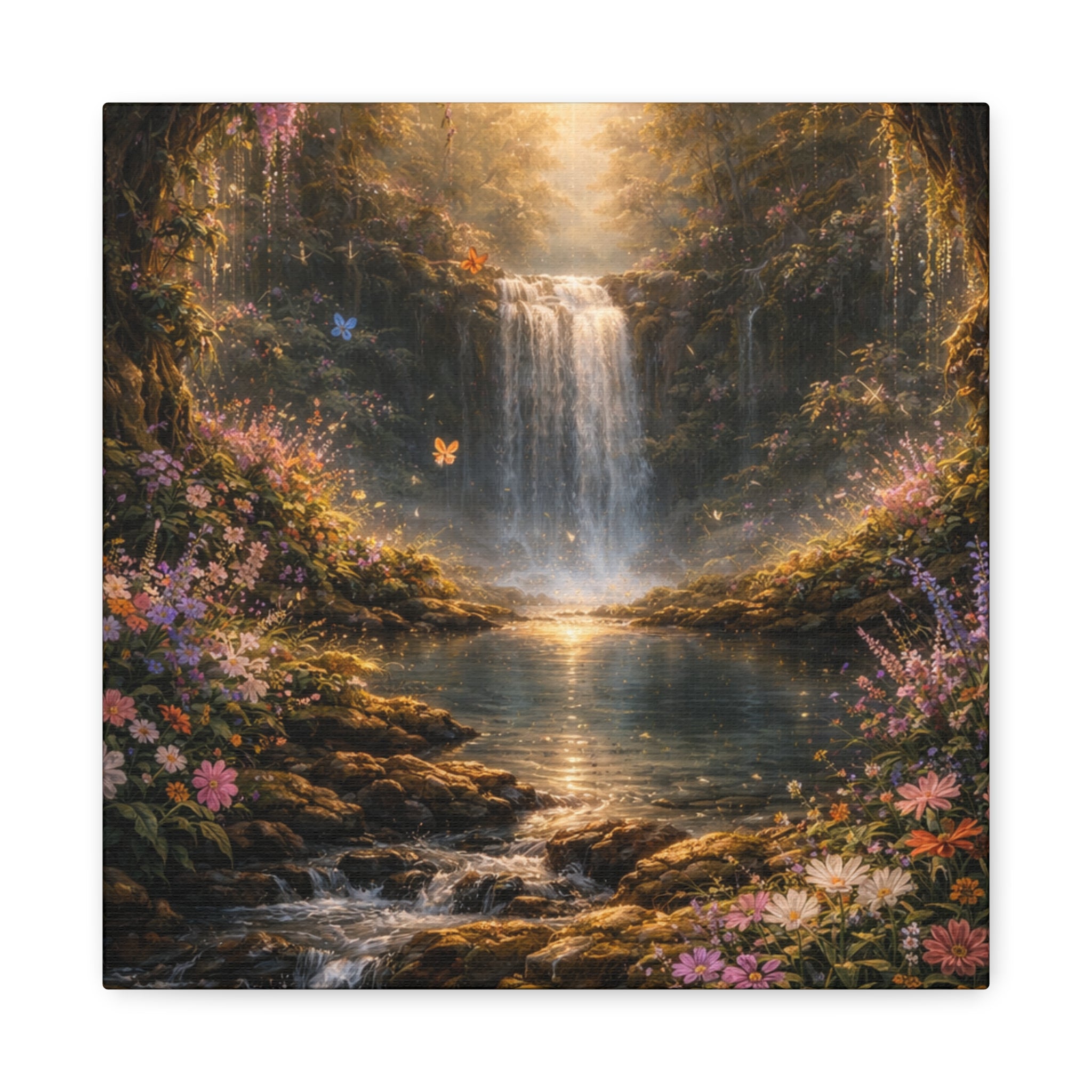 Enchanted Waterfall Canvas Print - Natural Fall - Serene Forest Landscape Wall Art