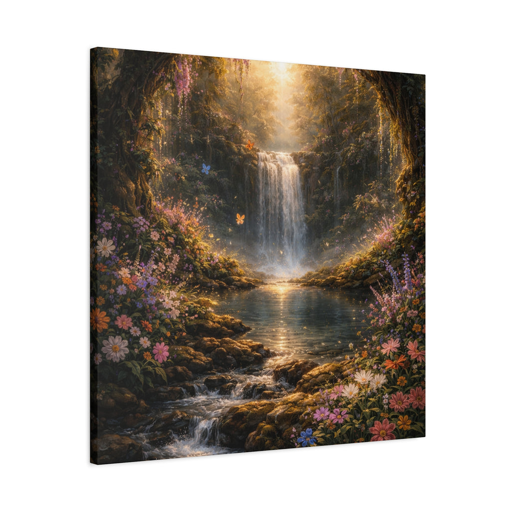 Enchanted Waterfall Canvas Print - Natural Fall - Serene Forest Landscape Wall Art
