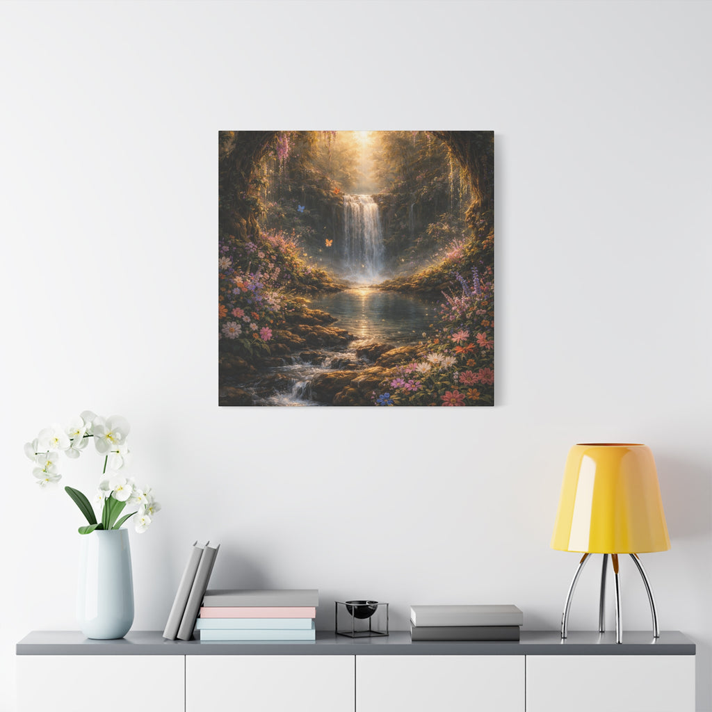Enchanted Waterfall Canvas Print - Natural Fall - Serene Forest Landscape Wall Art