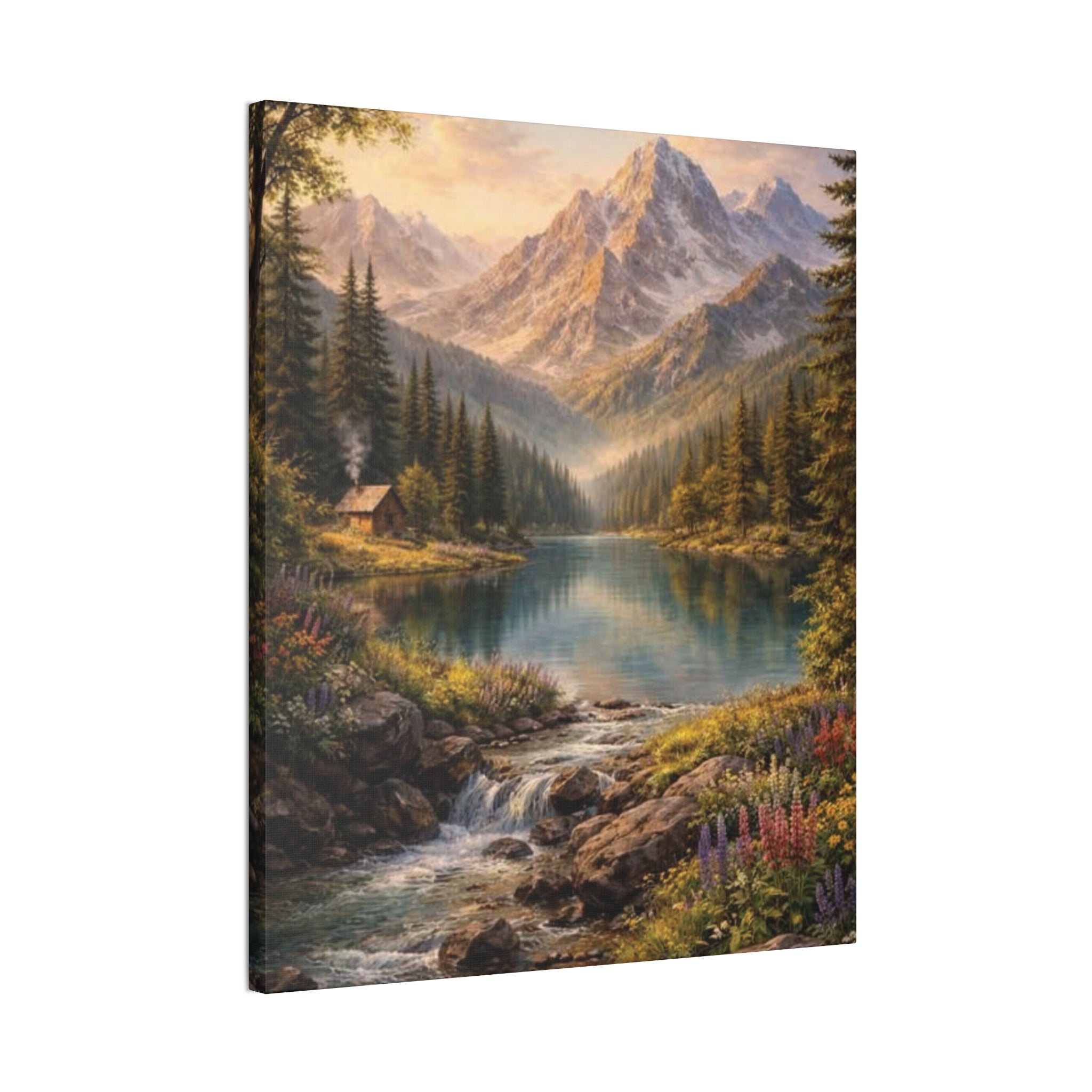Mountain Lake Landscape Canvas – Stretched Wall Art