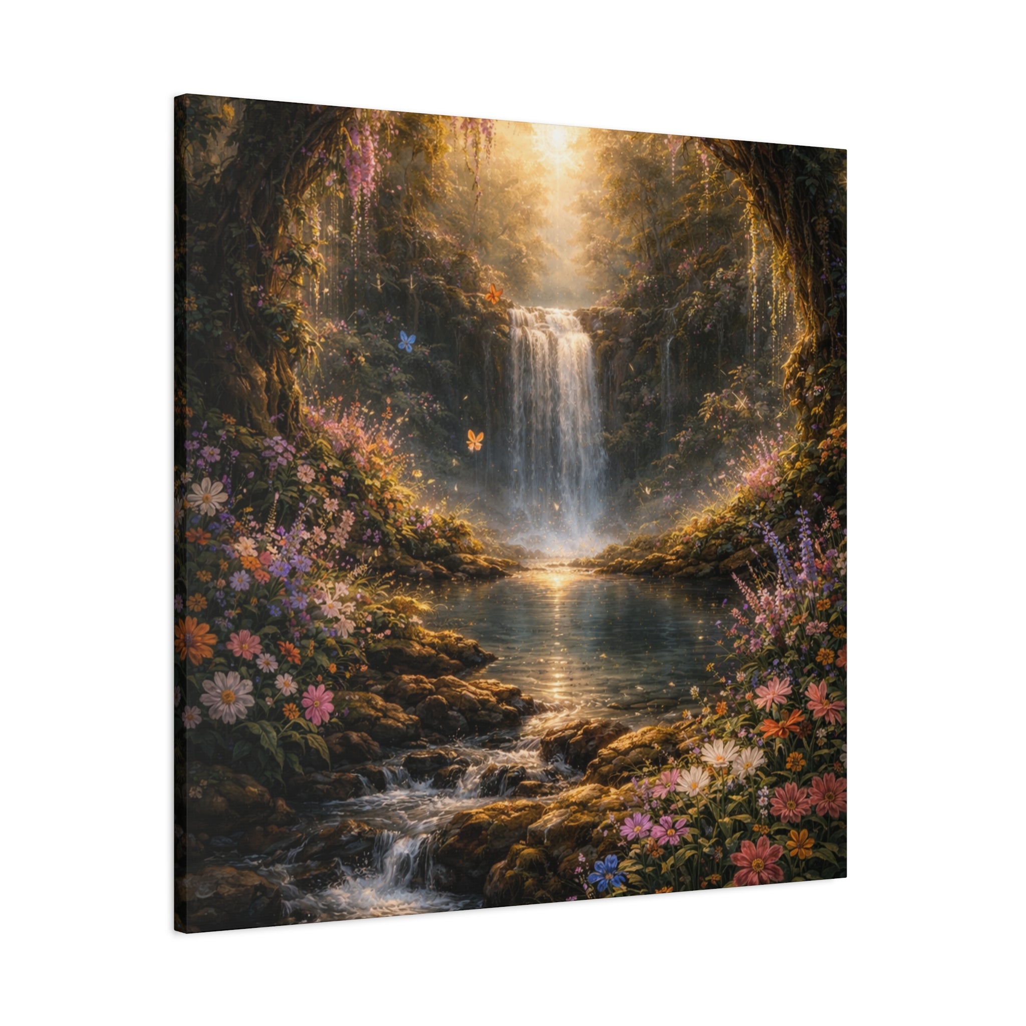 Enchanted Waterfall Canvas Print - Natural Fall - Serene Forest Landscape Wall Art