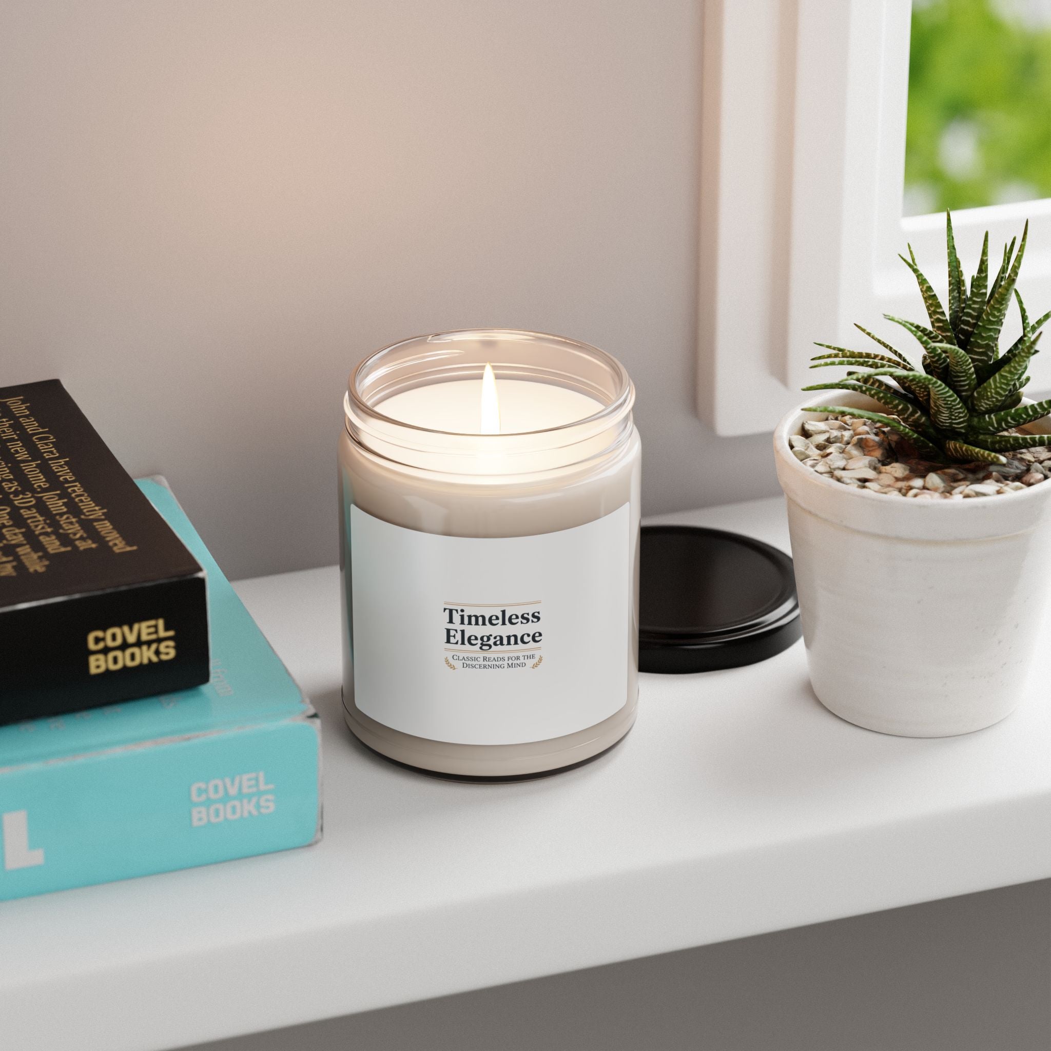 Timeless Elegance Serif Wordmark Candle - Scented Soy Candle - Literary Aesthetic Calm Reading Candle