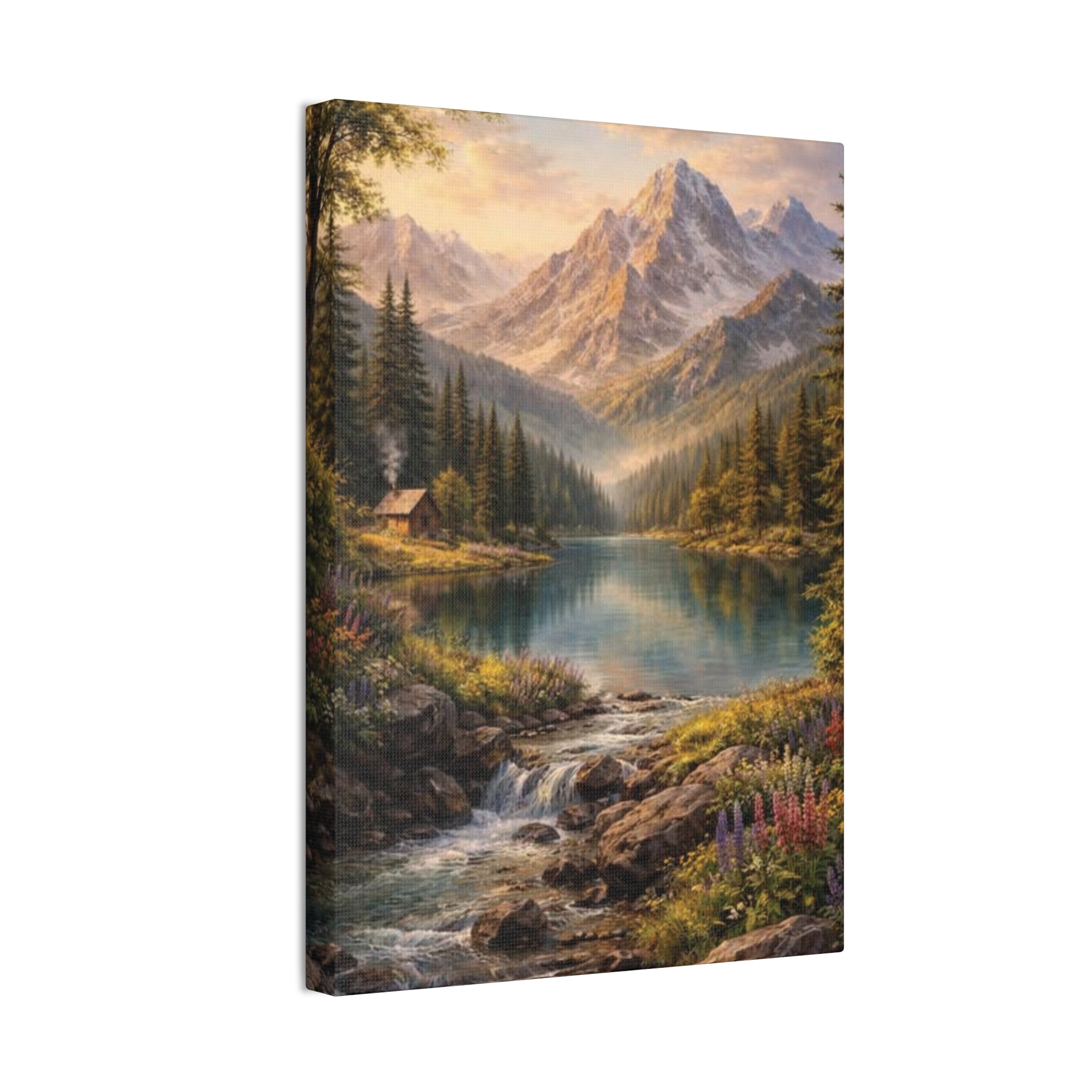 Mountain Lake Landscape Canvas – Stretched Wall Art