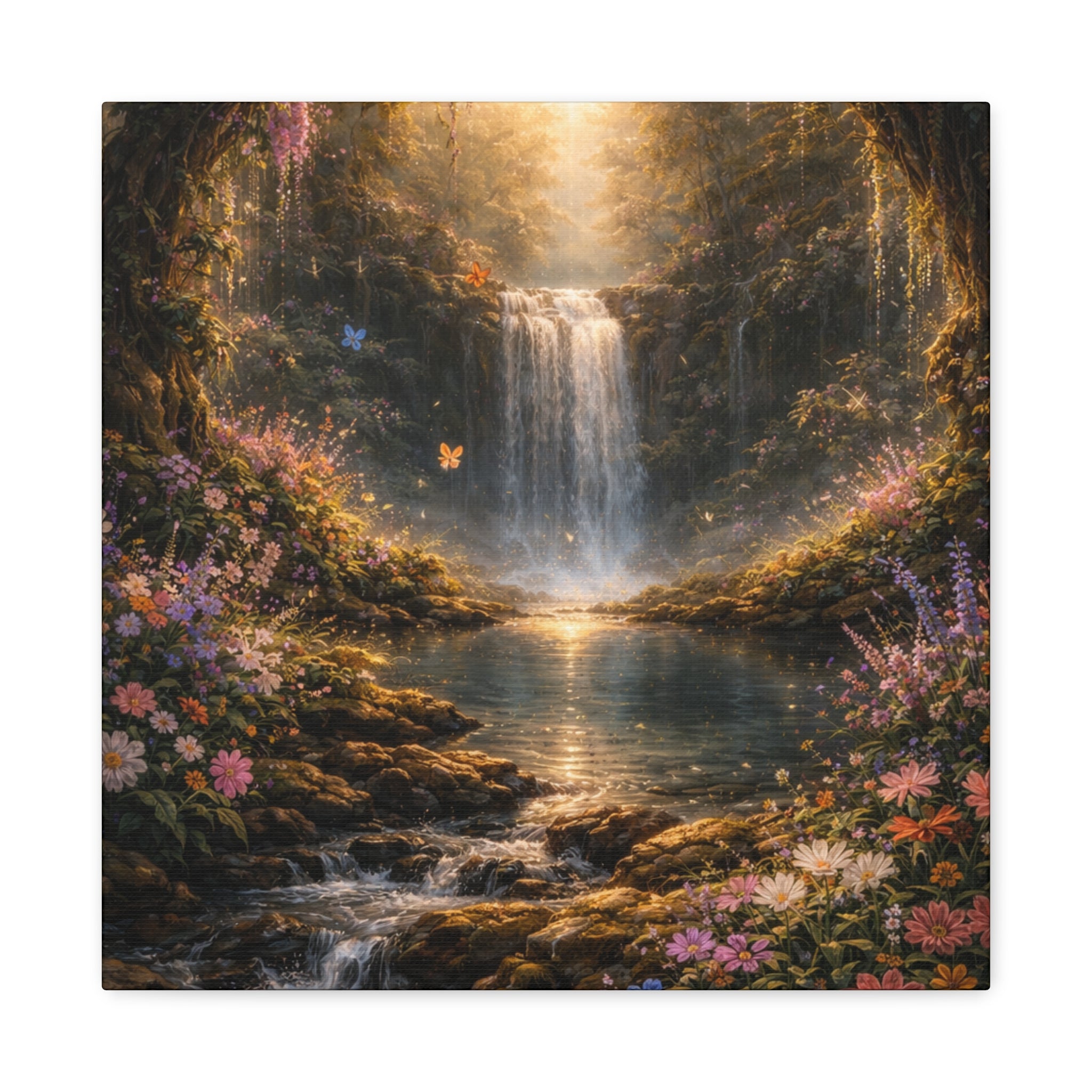 Enchanted Waterfall Canvas Print - Natural Fall - Serene Forest Landscape Wall Art